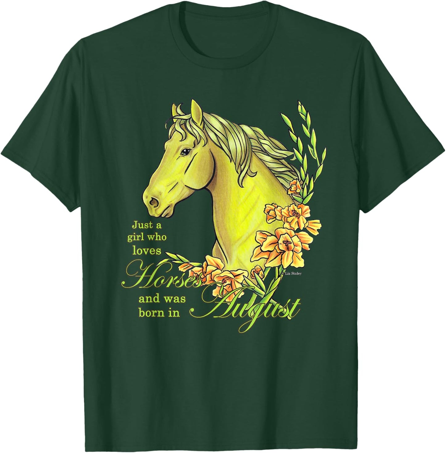 Just A Girl Who Loves Horses Born In August Peridot Horse T-Shirt - T-Shirt | Forest