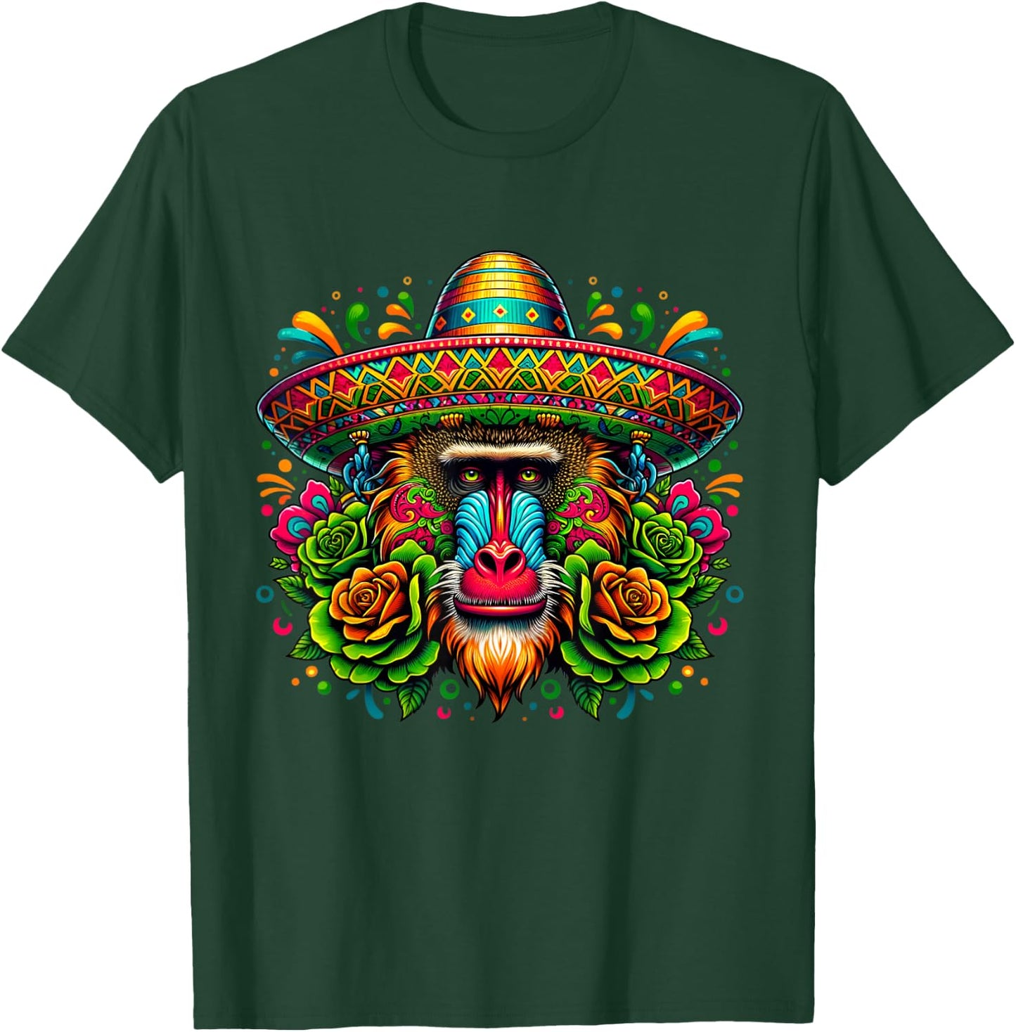 Mexican Cinco De Mayo Let's Fiesta Party Baboon Monkey T-Shirt - T-Shirt | Forest