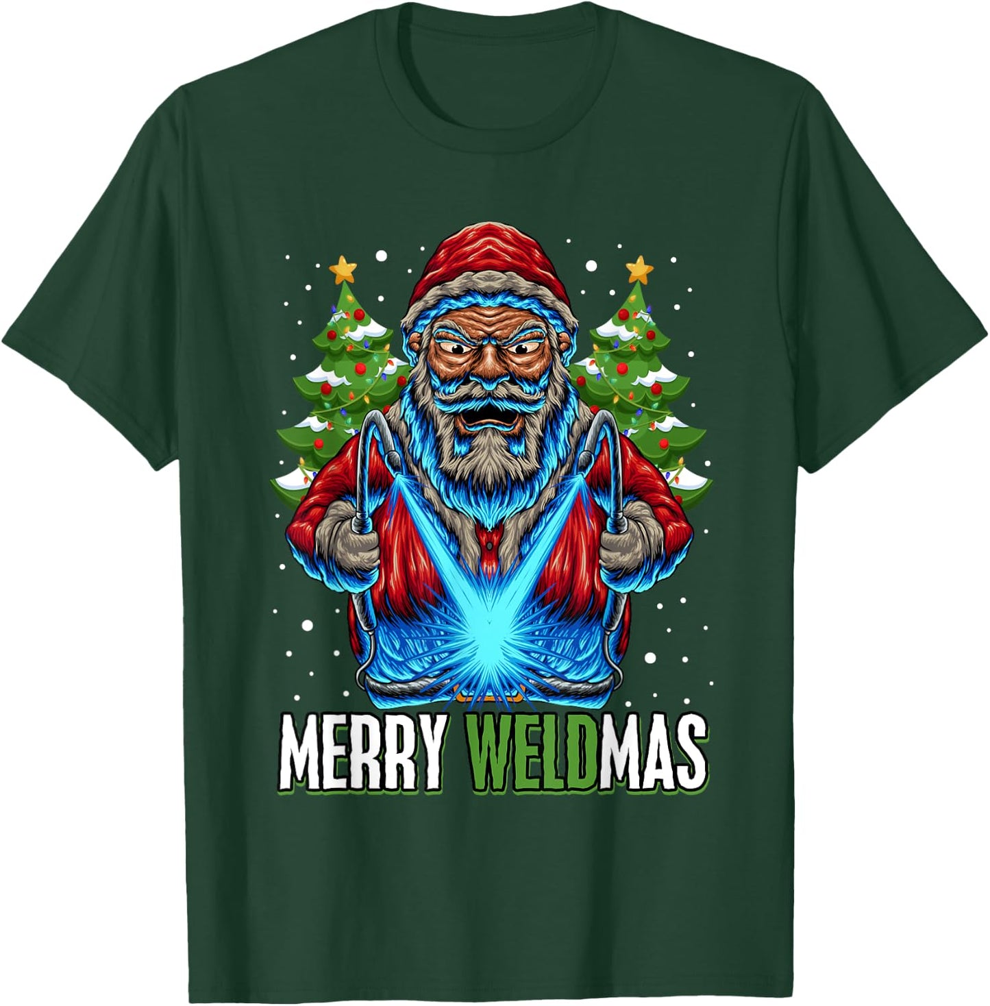 Merry Weldmas Welder Christmas Welding Worker Santa T-Shirt - T-Shirt | Forest