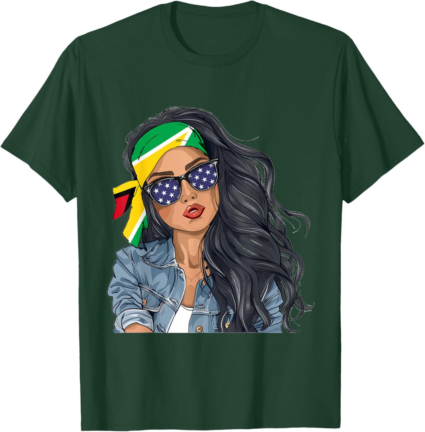 Guyanese Woman Products Flag Uniform American Guyana T-Shirt - T-Shirt | Forest