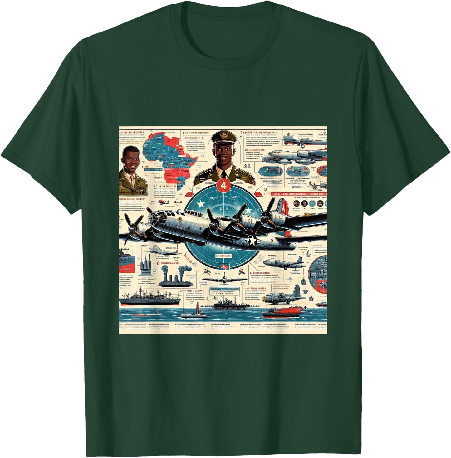 B29 Superfortress WW2 Warplane Airplane Infographics T-Shirt - T-Shirt | Forest