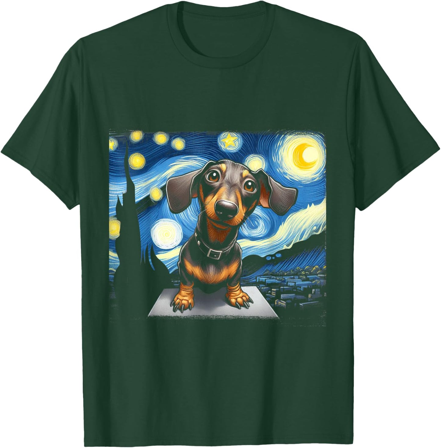 Funny Dachshunds Sausage Dogs in a Starry Night T-Shirt - T-Shirt | Forest