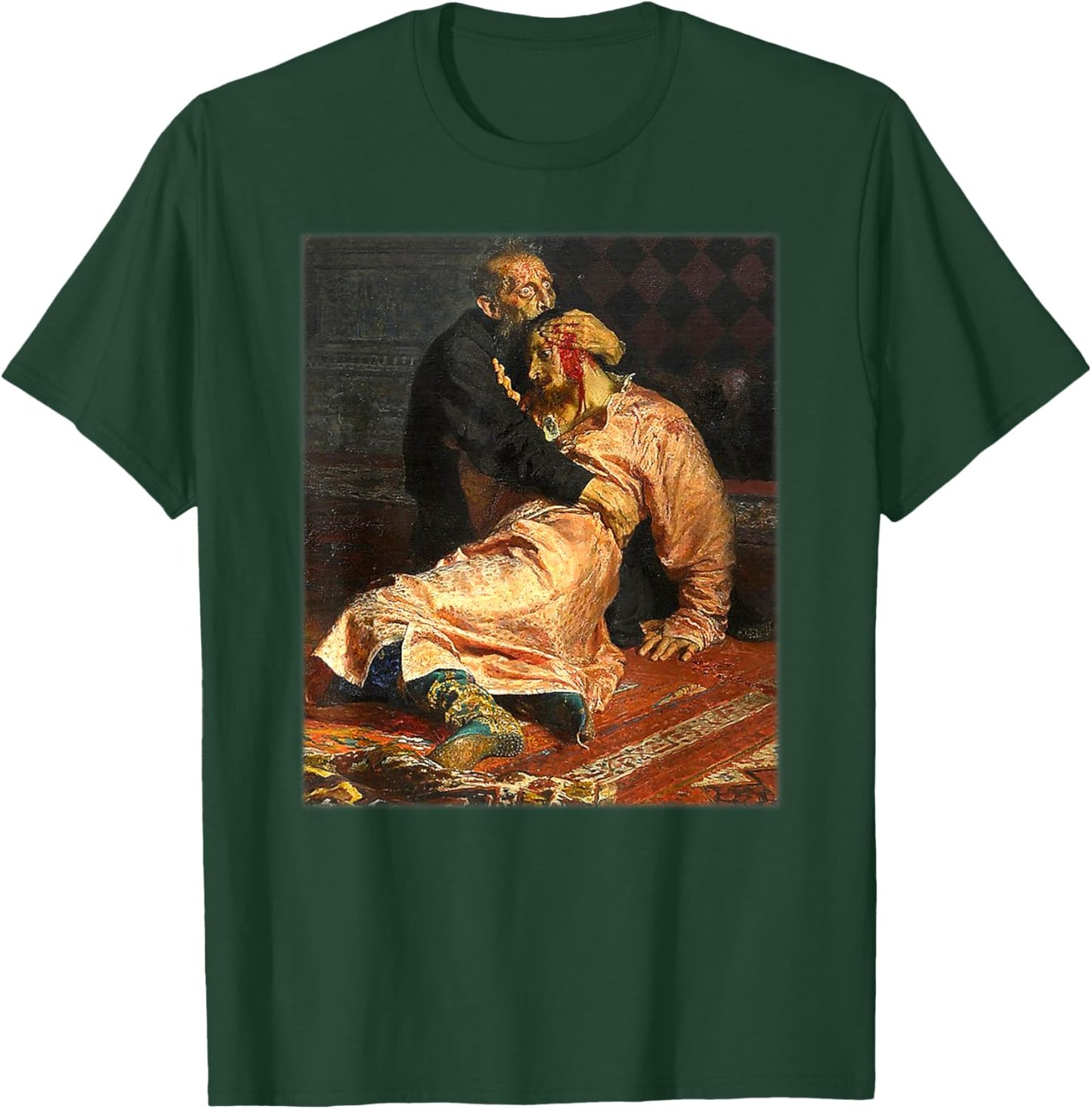 Ivan the Terrible and his Son Ivan Painting by Ilya Repin T-Shirt - T-Shirt | Forest