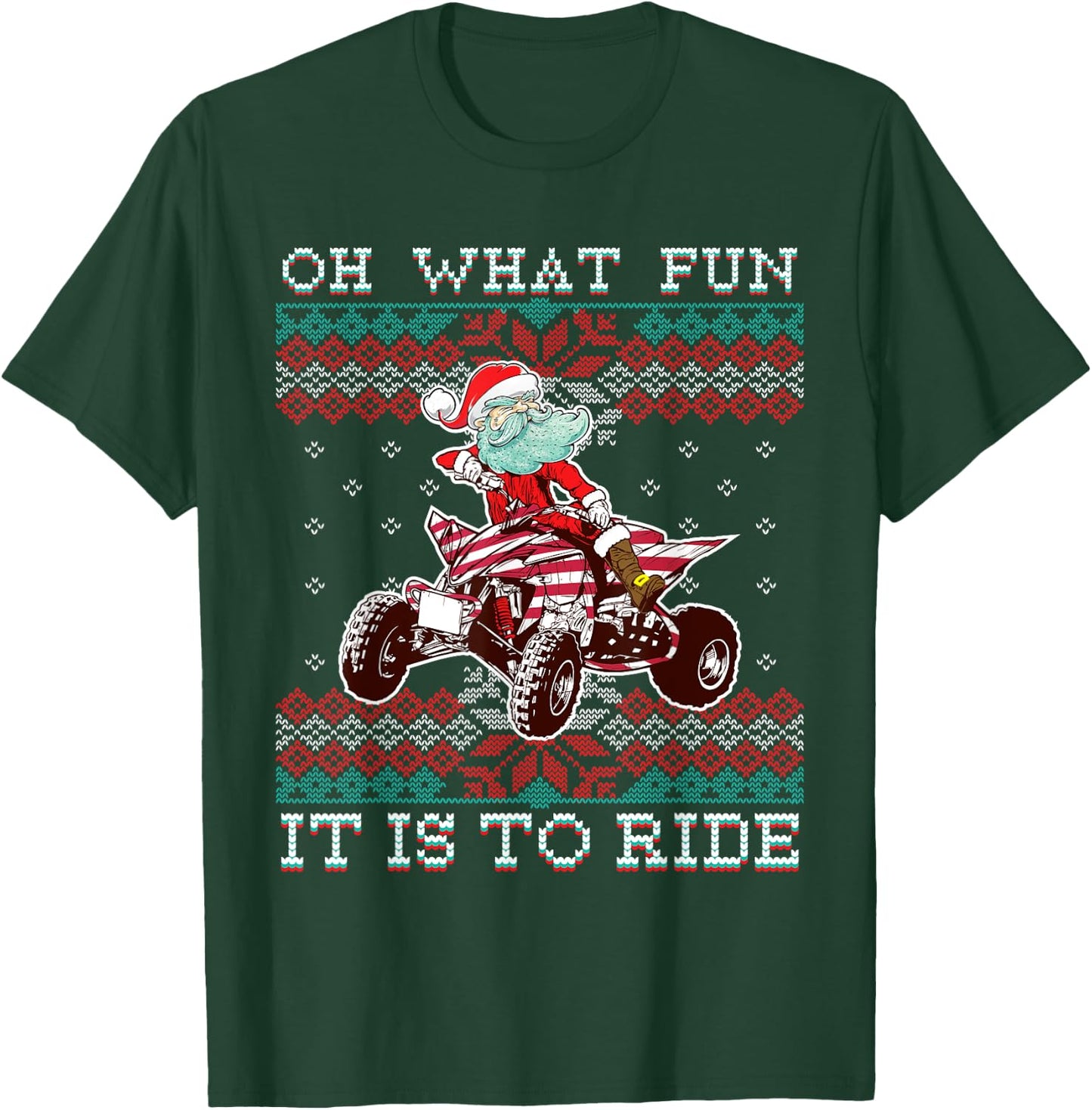 Christmas All-Terrain Vehicles Santa Claus Four-Wheeler ATV T-Shirt - T-Shirt | Forest