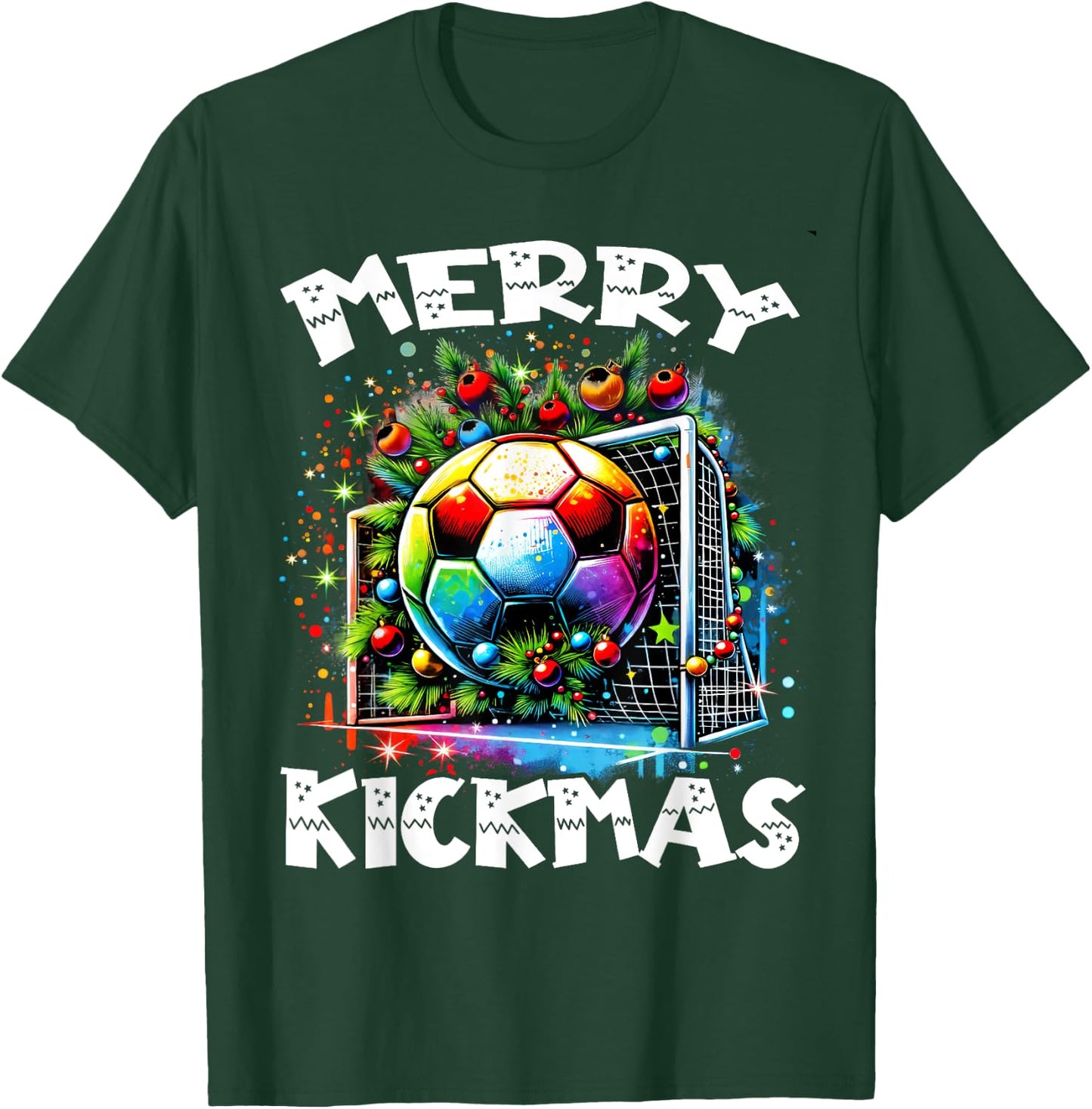 Merry Kickmas Soccer Ball Soccer Player Merry Christmas T-Shirt - T-Shirt | Forest
