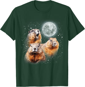 Three Groundhog Moon 3 Groundhog Head Groundhog Day T-Shirt - T-Shirt | Forest