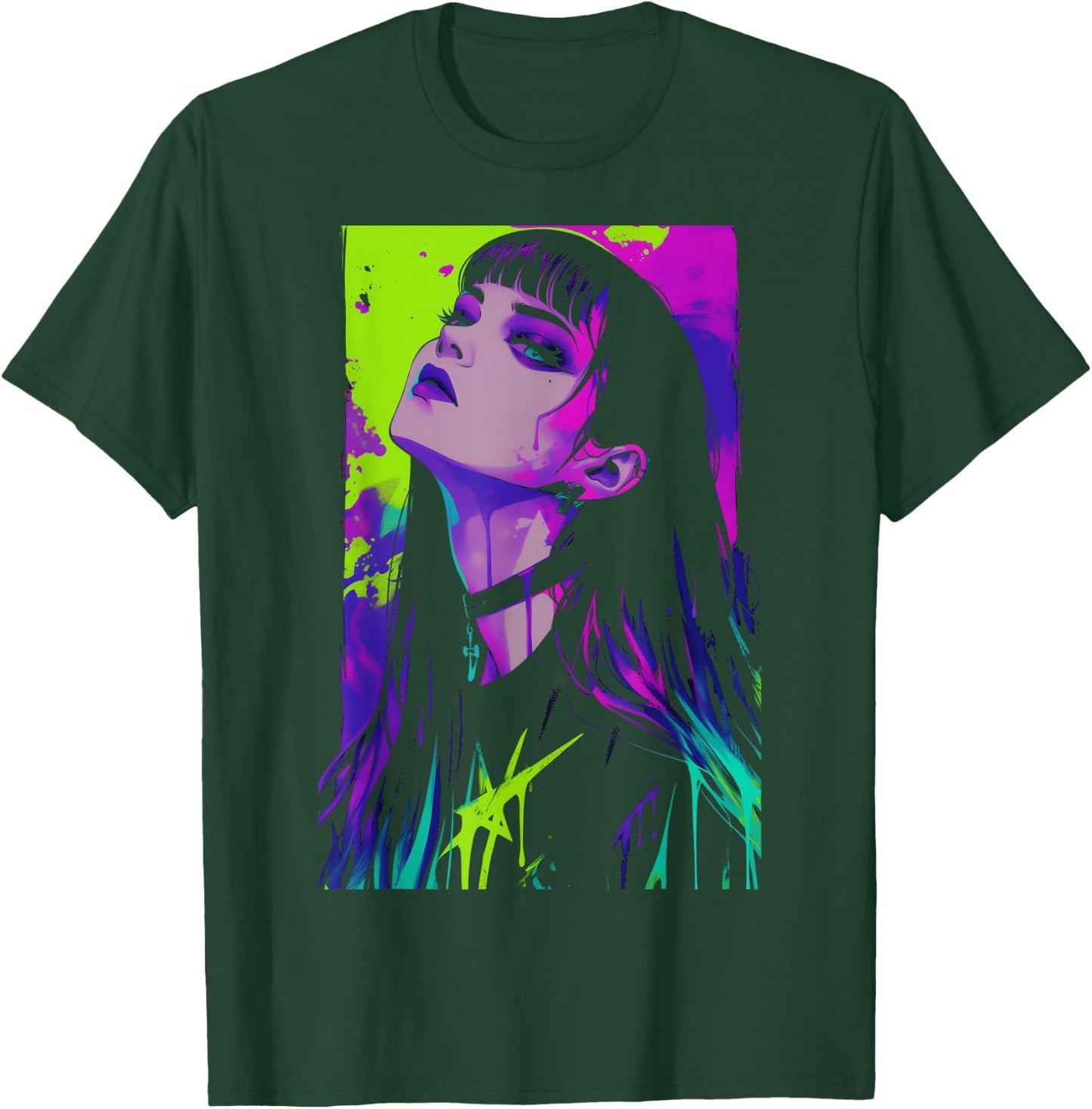 Cybergoth Cybercore Grunge Punk Goth Girl Alt Anime Manga T-Shirt - T-Shirt | Forest