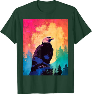 Majestic Eagle Silhouette: Freedom's Colors T-Shirt - T-Shirt | Forest