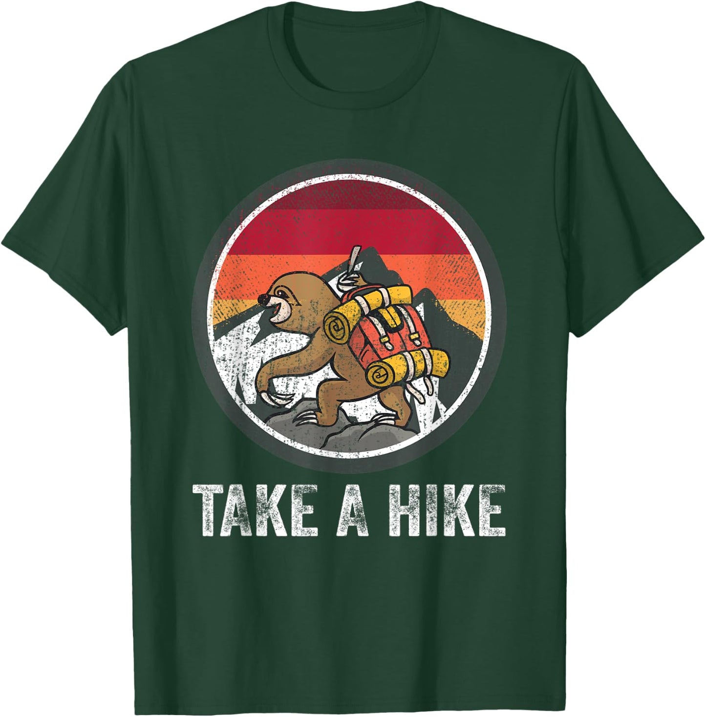 Take A Hike Retro Hiker Sloth Hiking Trekking Fun Kids Boys T-Shirt - T-Shirt | Forest