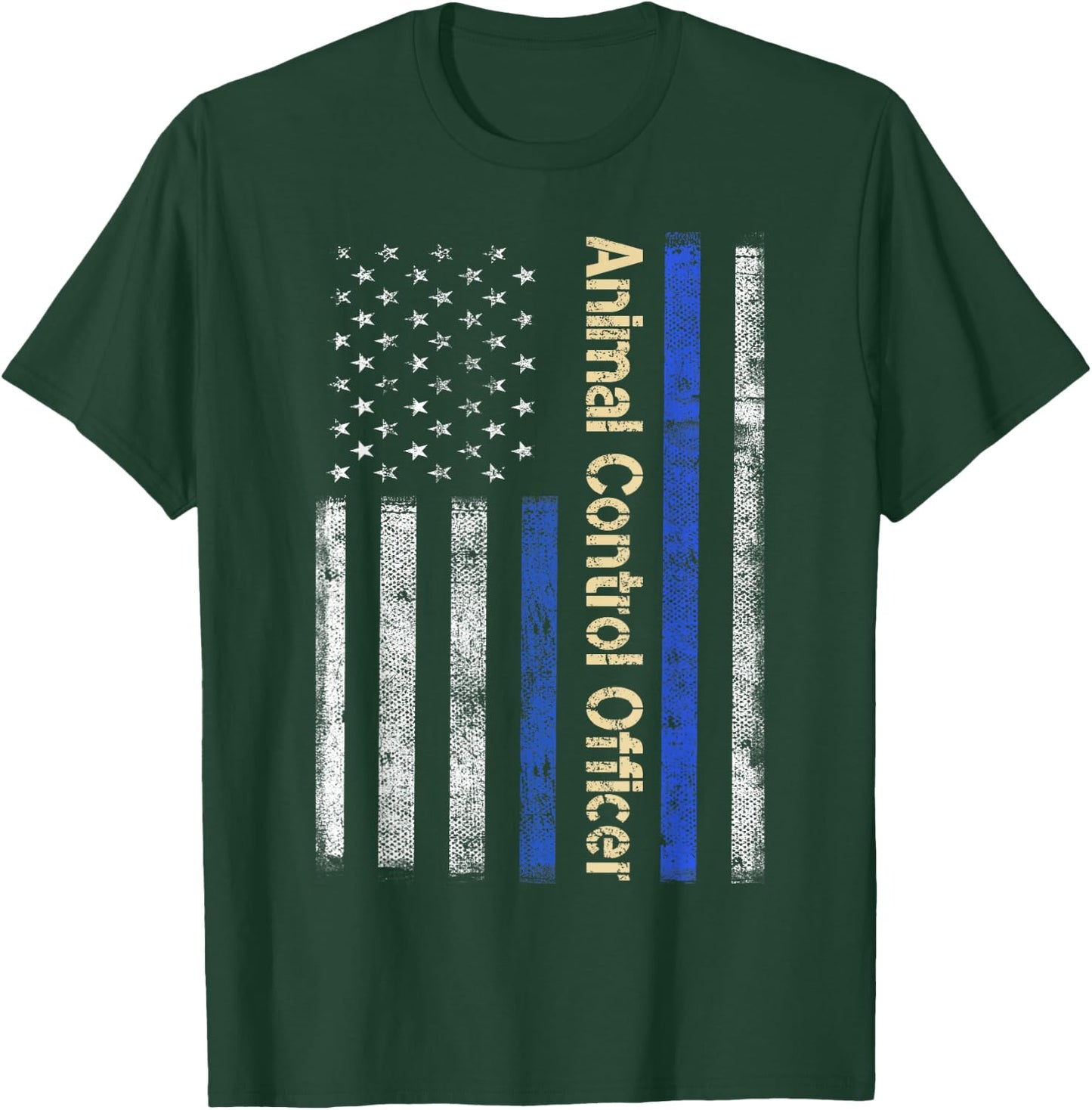 Vintage USA Animal Control Officer American Flag Patriotic T-Shirt - T-Shirt | Forest