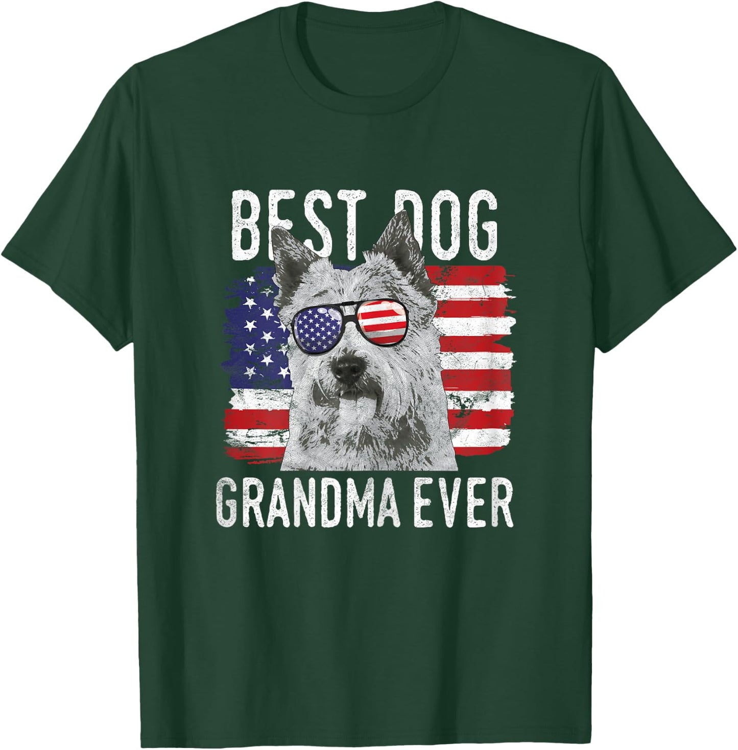 American Flag Best Dog Grandma Ever Norwich Terriers USA T-Shirt - T-Shirt | Forest