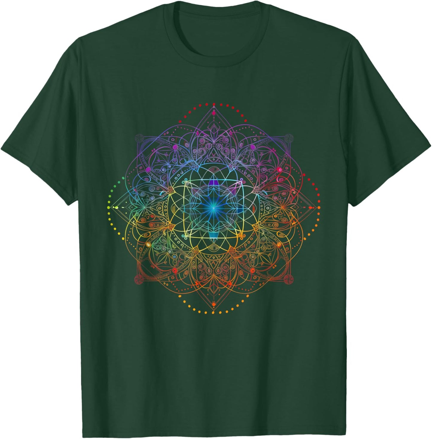 Sacred Geometry Metatron Cube Colorful Spiritual Yoga T-Shirt - T-Shirt | Forest