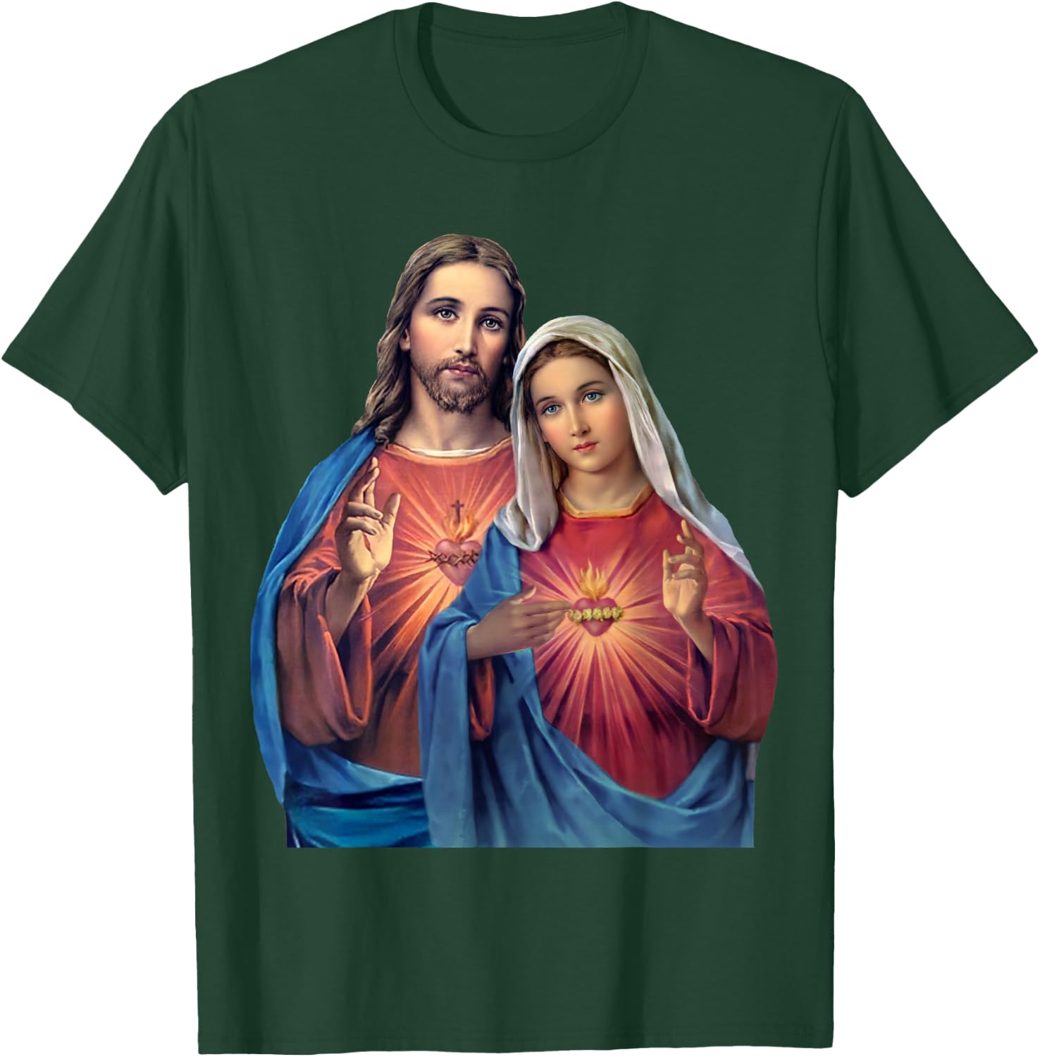 Hearts of Jesus and Mary very close together (Twin Hearts) T-Shirt - T-Shirt | Forest
