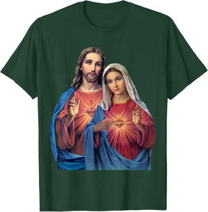 Hearts of Jesus and Mary very close together (Twin Hearts) T-Shirt - T-Shirt | Forest