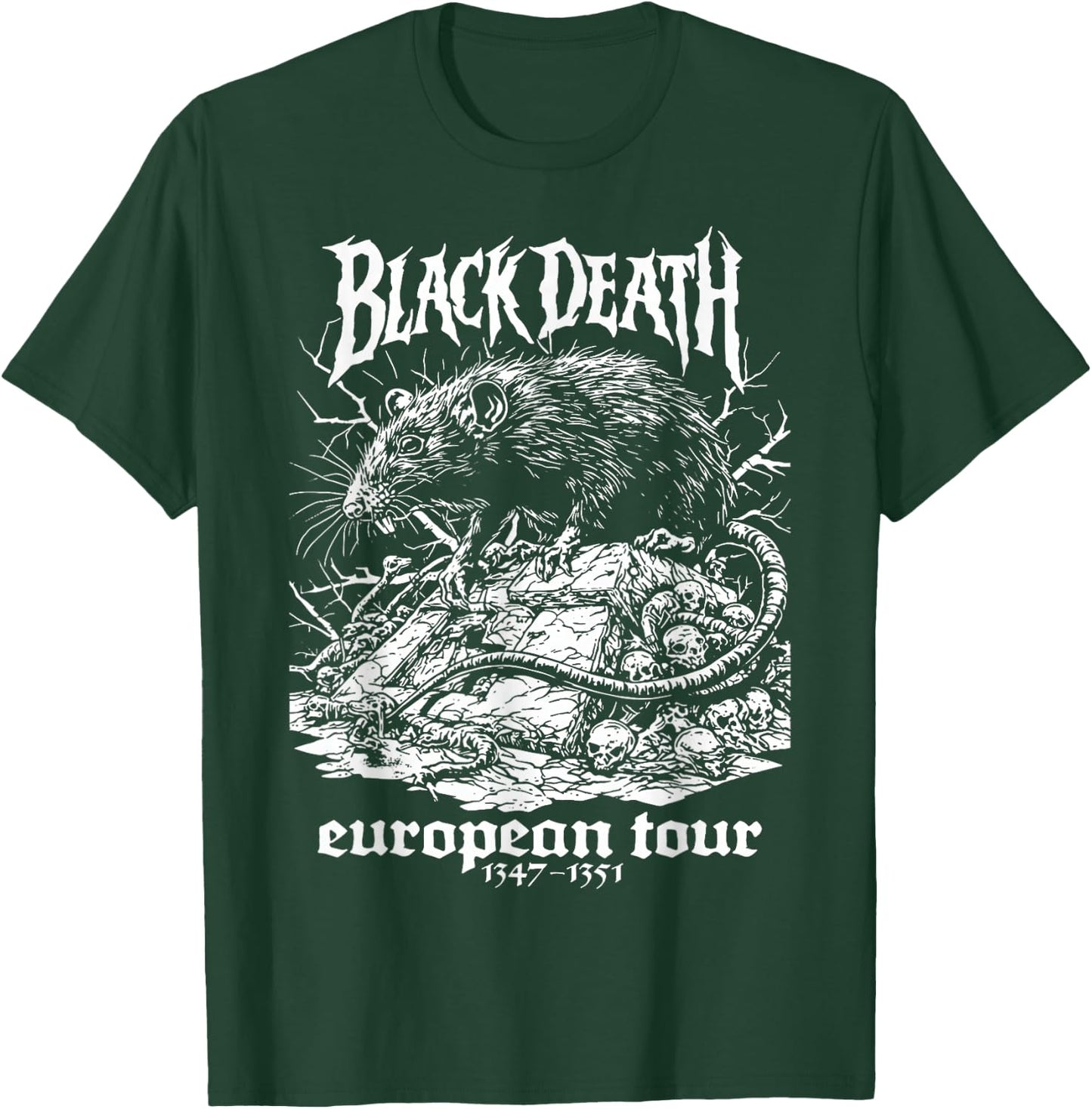 Black Death European Tour Plague Rat Medieval History Goth T-Shirt - T-Shirt | Forest