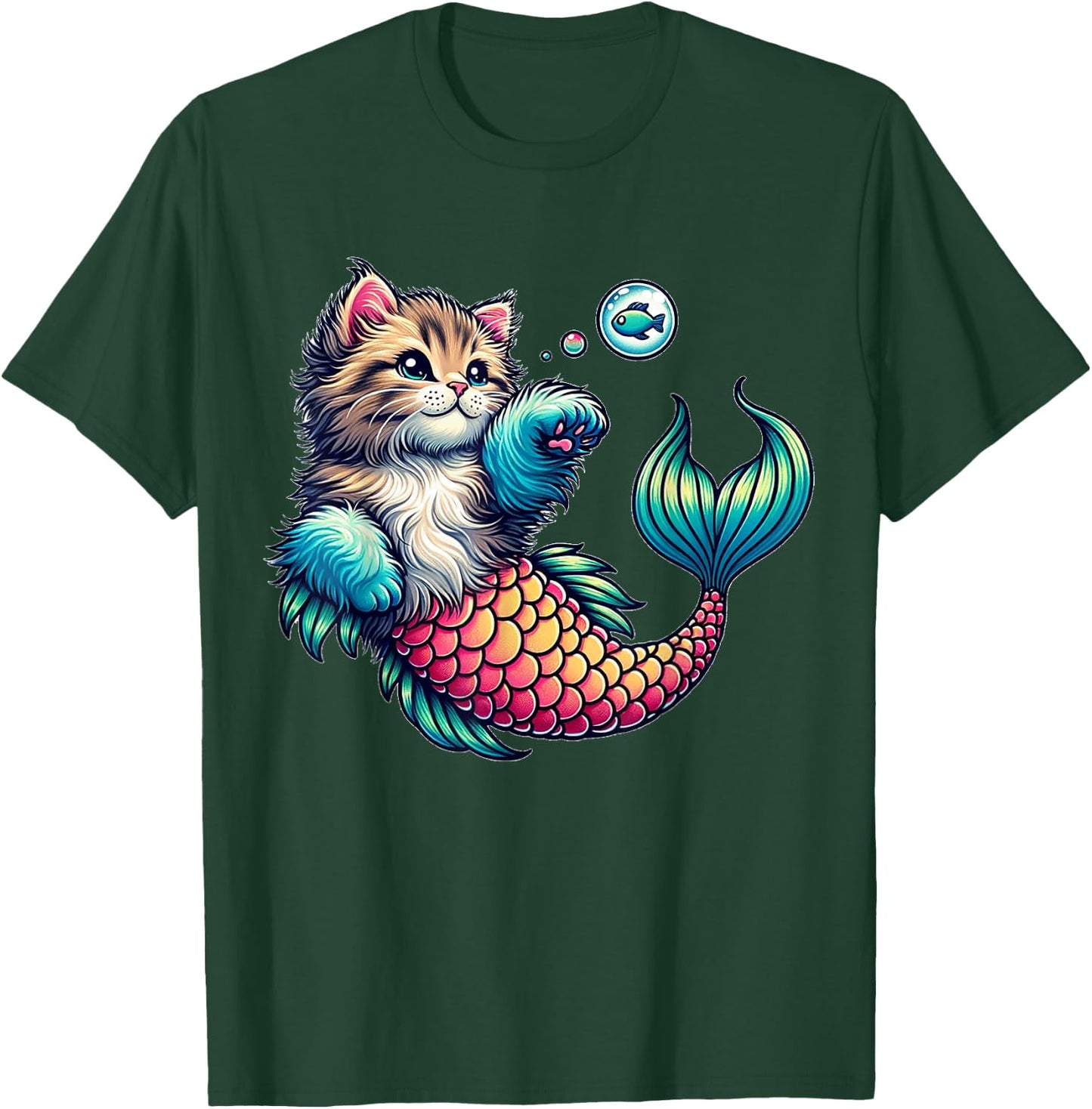 Purrmaid Cat Mermaid for Mermaid Lovers Cat Moms & Girls T-Shirt - T-Shirt | Forest