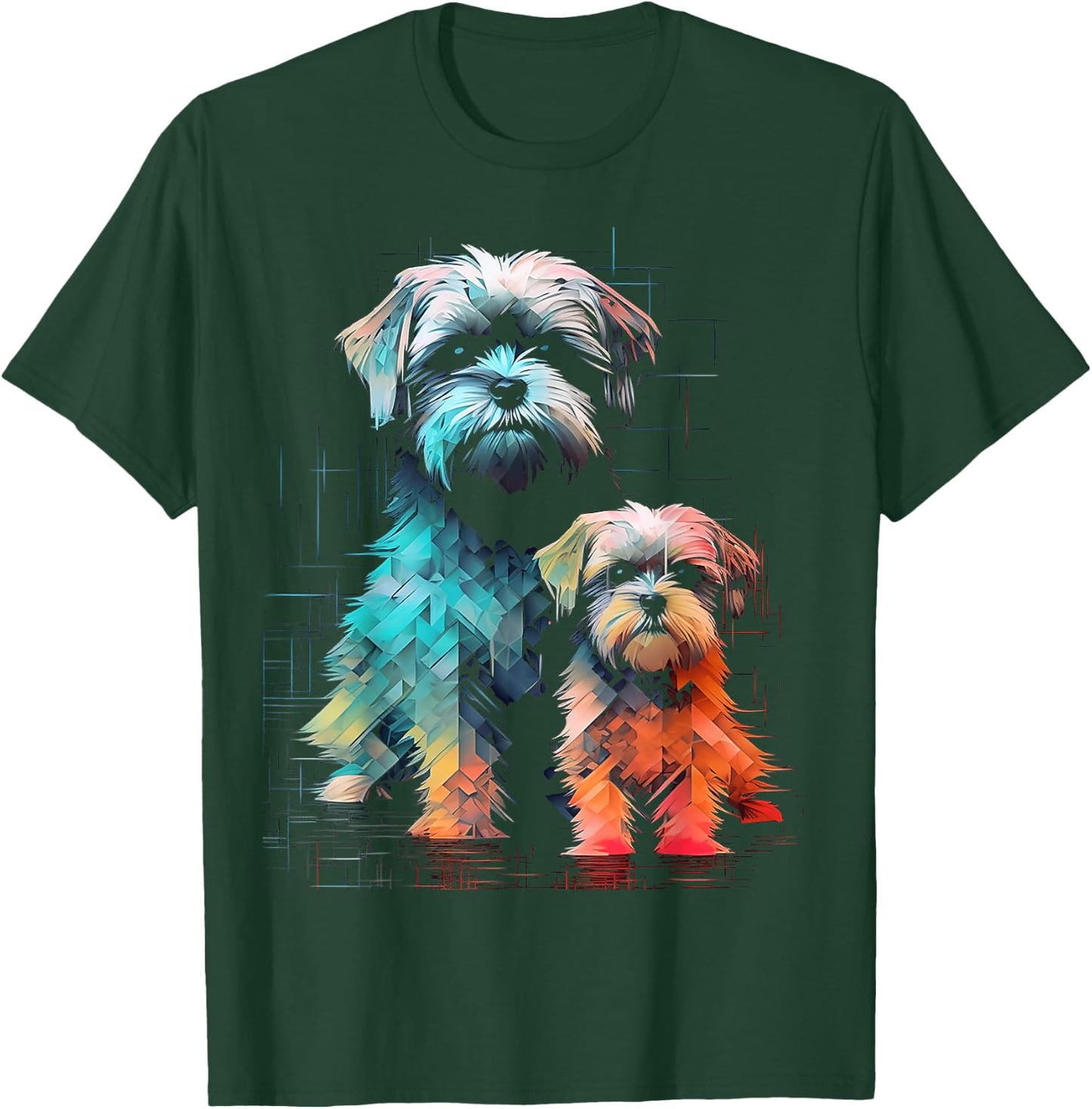 Shih Tzu Dog Geometric Polygon Art Graphic Shih Tzu T-Shirt - T-Shirt | Forest