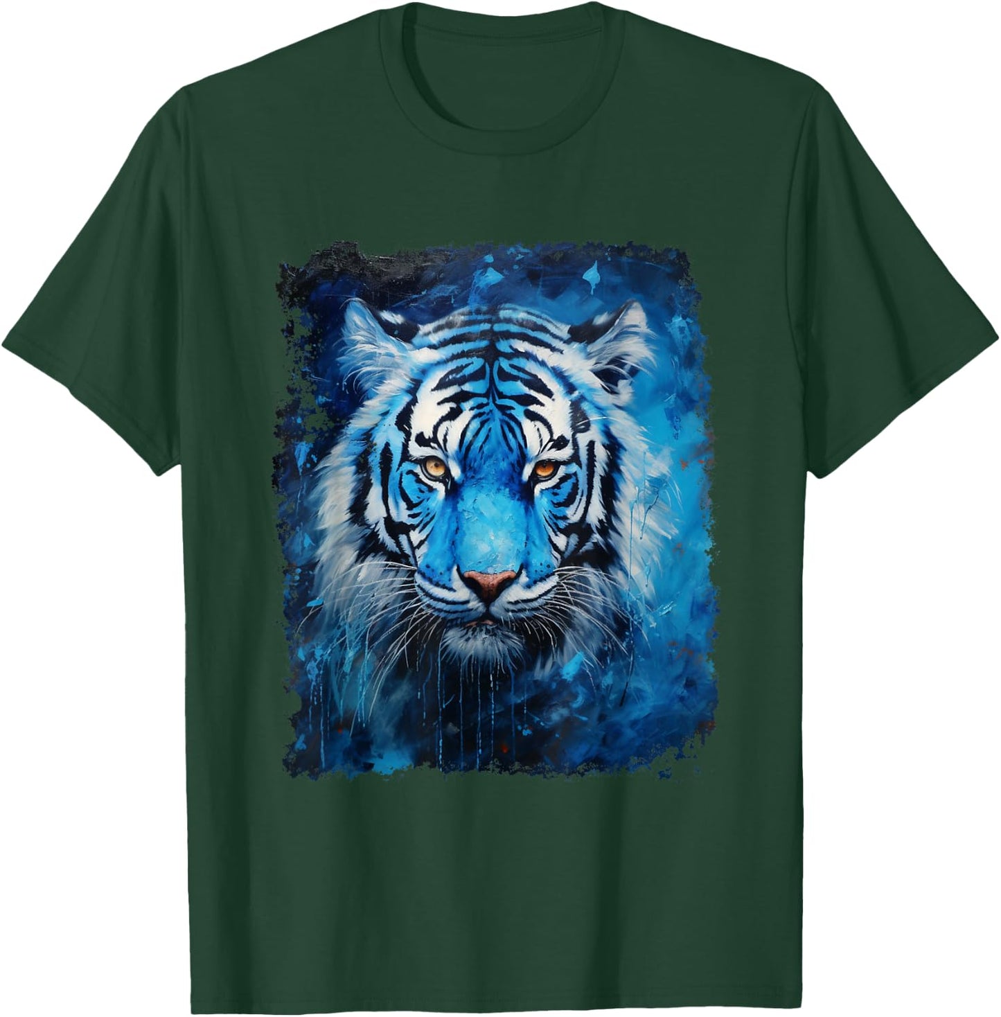 Pop Art Vintage Zoo Animal Tiger Blue T-Shirt - T-Shirt | Forest