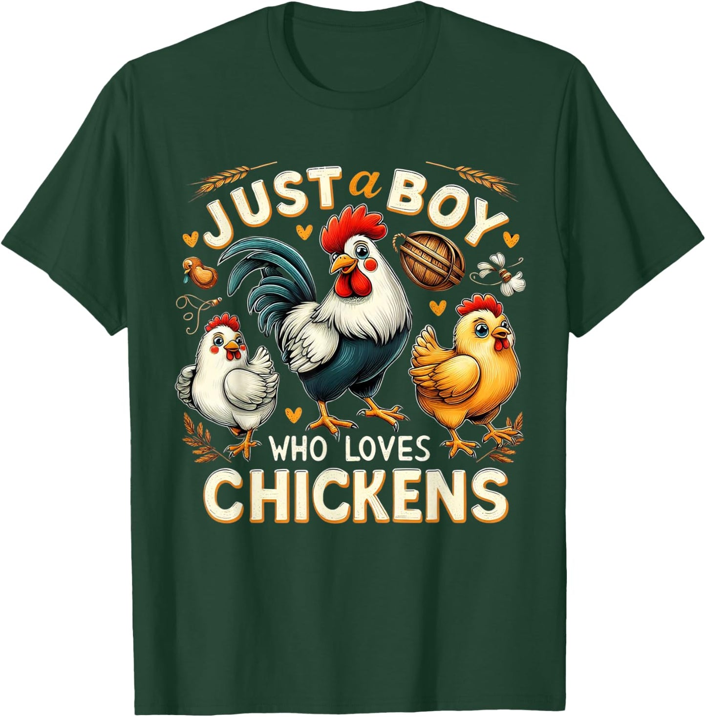 Just a boy who loves Chickens | Farm chicken animal lover T-Shirt - T-Shirt | Forest