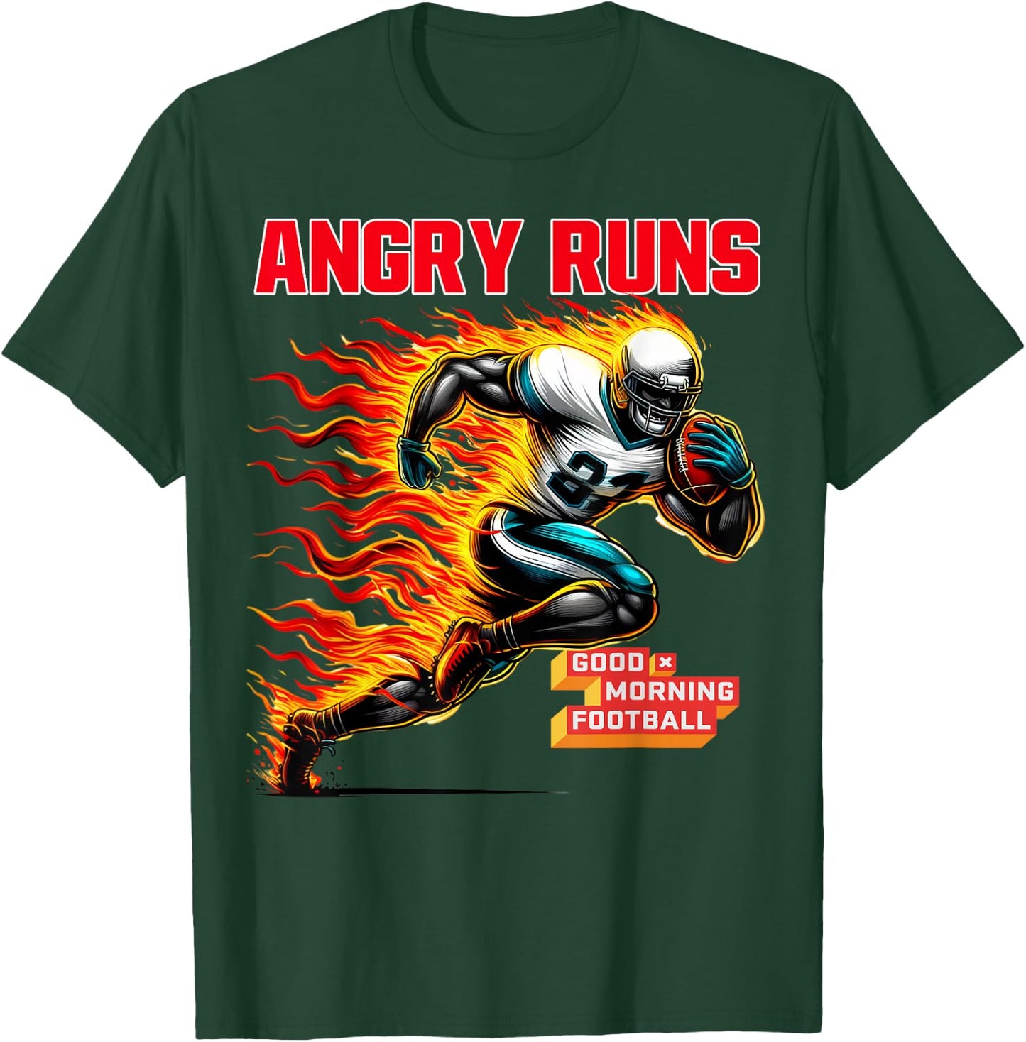 Angry Runs Good Morning Football Sport Lover Vintage Art T-Shirt - T-Shirt | Forest