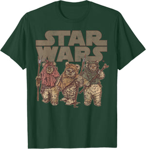 Star Wars Ewok Group Shot Logo T-Shirt - T-Shirt | Forest