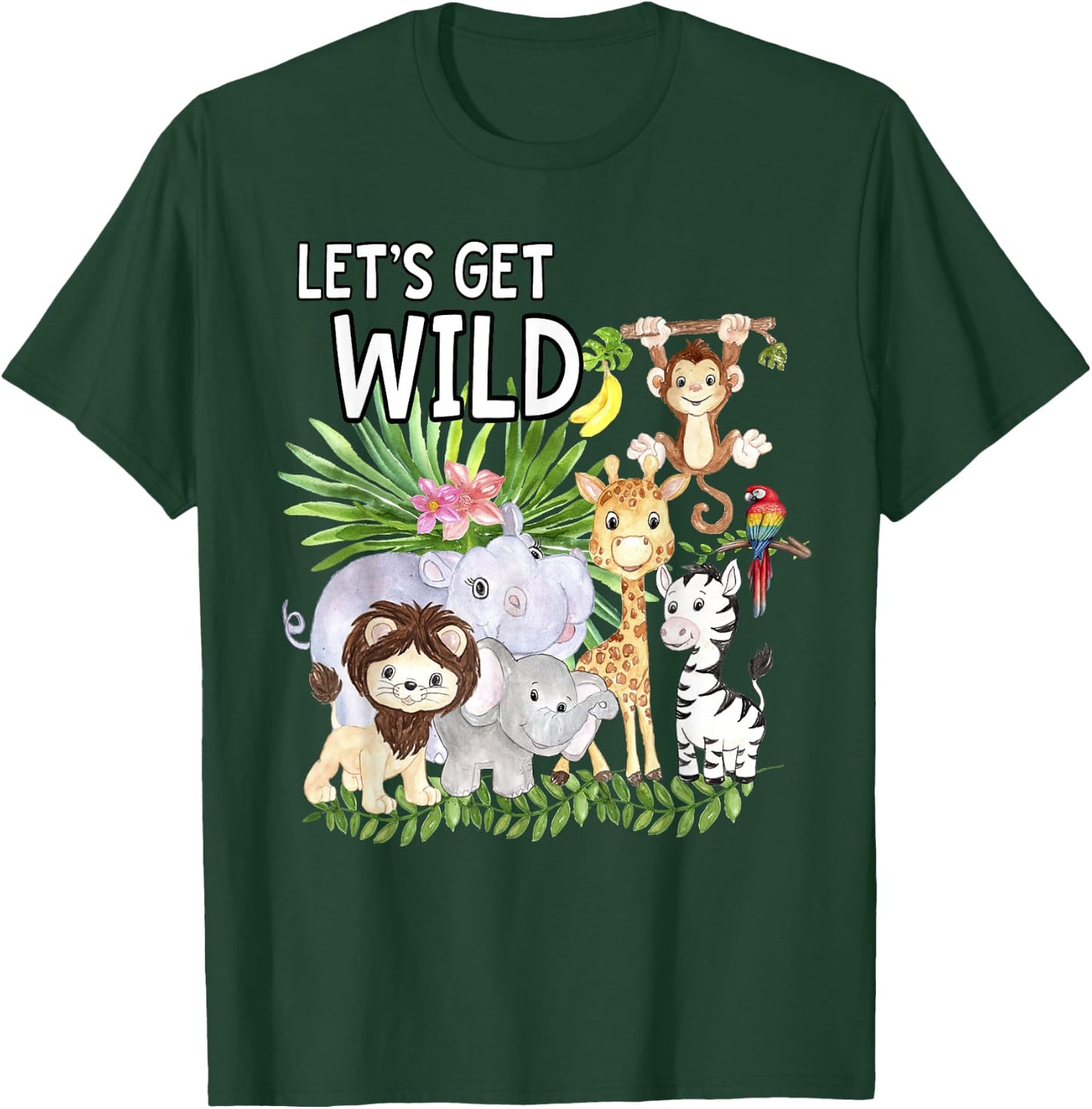 Let's Get Wild Zoo Animals Safari Party A Day At The Zoo T-Shirt - T-Shirt | Forest