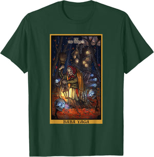 Baba Yaga The Hermit Tarot Card Slavic Mythology Pagan Witch T-Shirt - T-Shirt | Forest