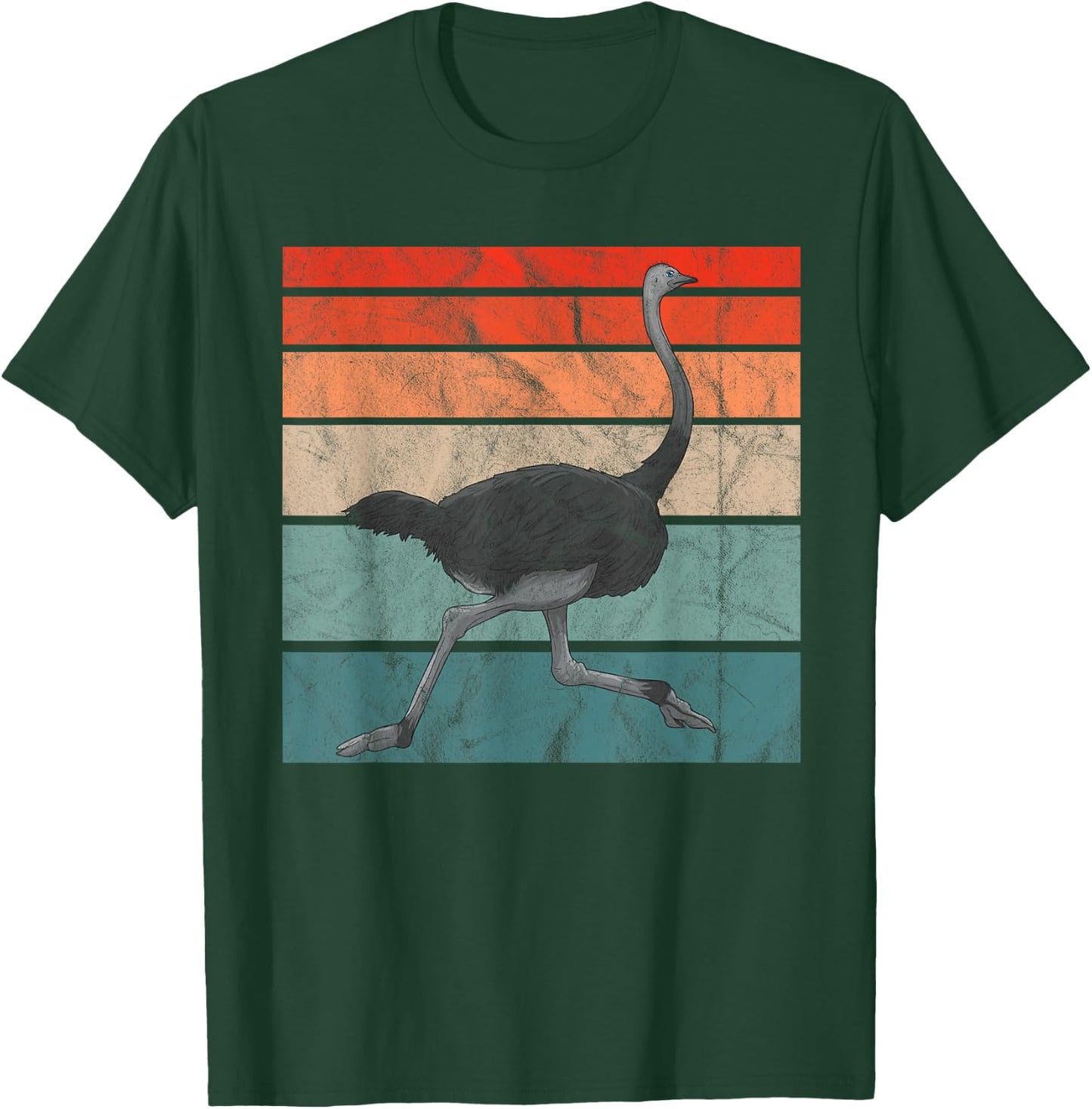 Vintage Ostrich Bird Retro Africa T-Shirt - T-Shirt | Forest