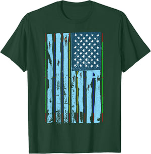 American Flag Swimming Pool Meet, Vintage Swim USA Flag Team T-Shirt - T-Shirt | Forest