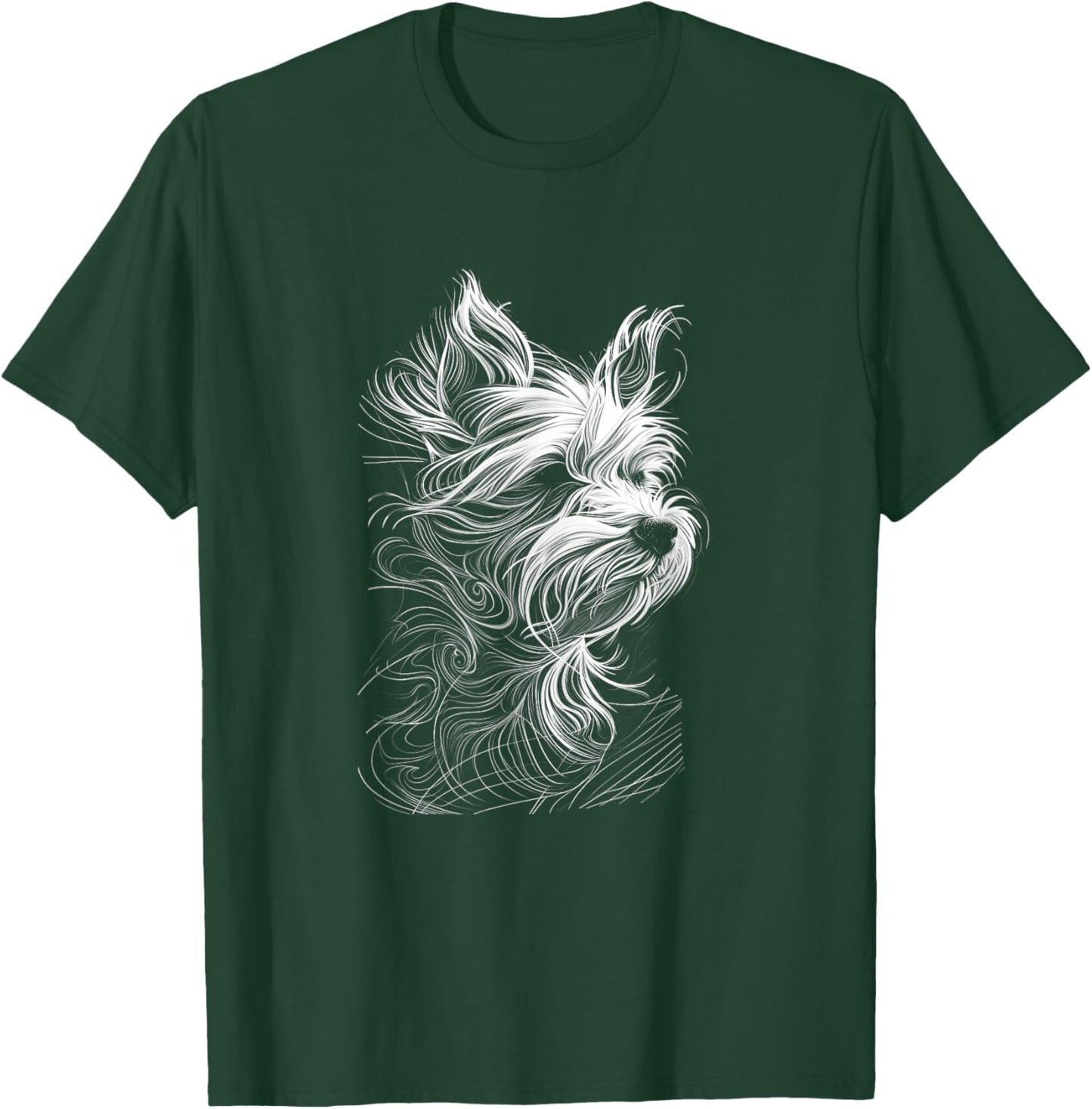 Fun Yorkshire Terrier Dog Lover Simple Sketch Yorkie T-Shirt - T-Shirt | Forest