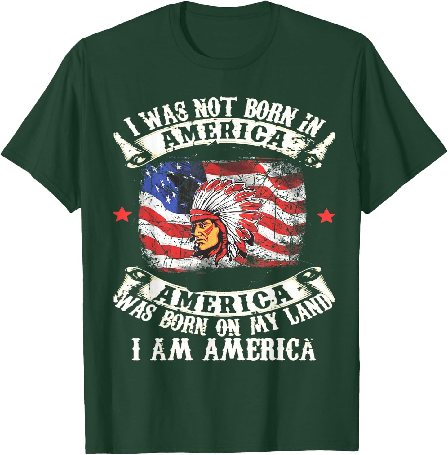 I Was Not Born In America Was Born On My Land Native Gift T-Shirt - T-Shirt | Forest