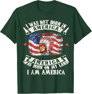 I Was Not Born In America Was Born On My Land Native Gift T-Shirt - T-Shirt | Forest