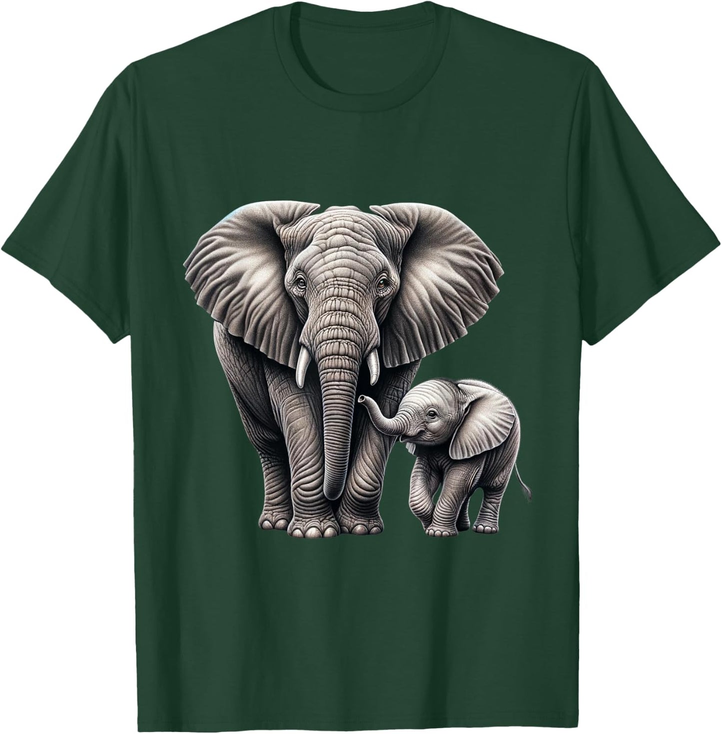 Mother and Calf Elephant | Elefant Lover T-Shirt - T-Shirt | Forest