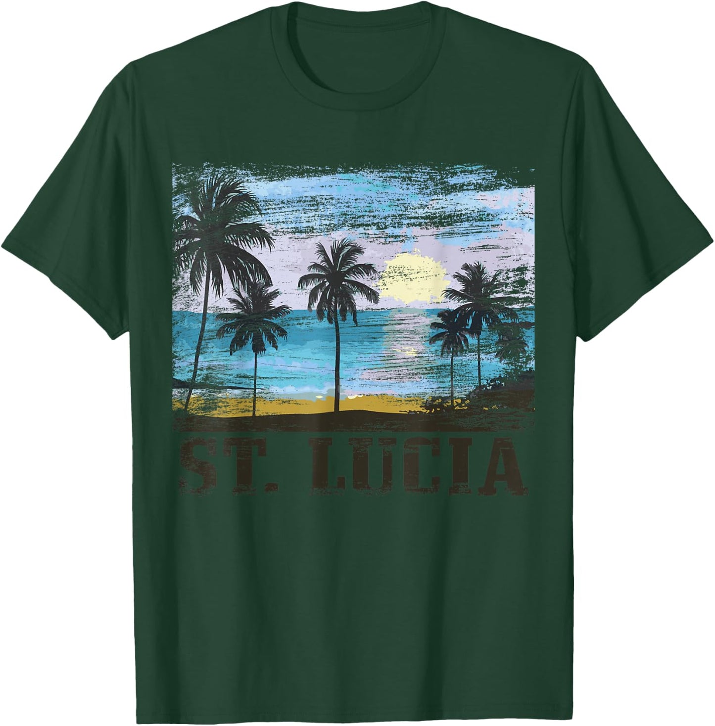 Saint Lucia Vintage Surfer Caribbean Saint Lucia Souvenir T-Shirt - T-Shirt | Forest