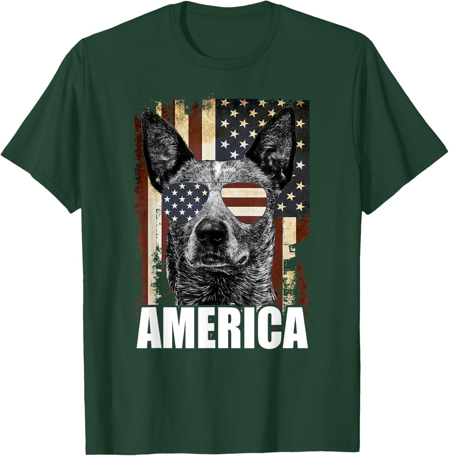 4th Of July Australian Cattle Dog Lover Patriotic Merica Women Men T-Shirt - T-Shirt | Forest