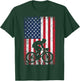 American Flag Mountain Bike 4th of July Patriotic Biking T-Shirt - T-Shirt | Forest