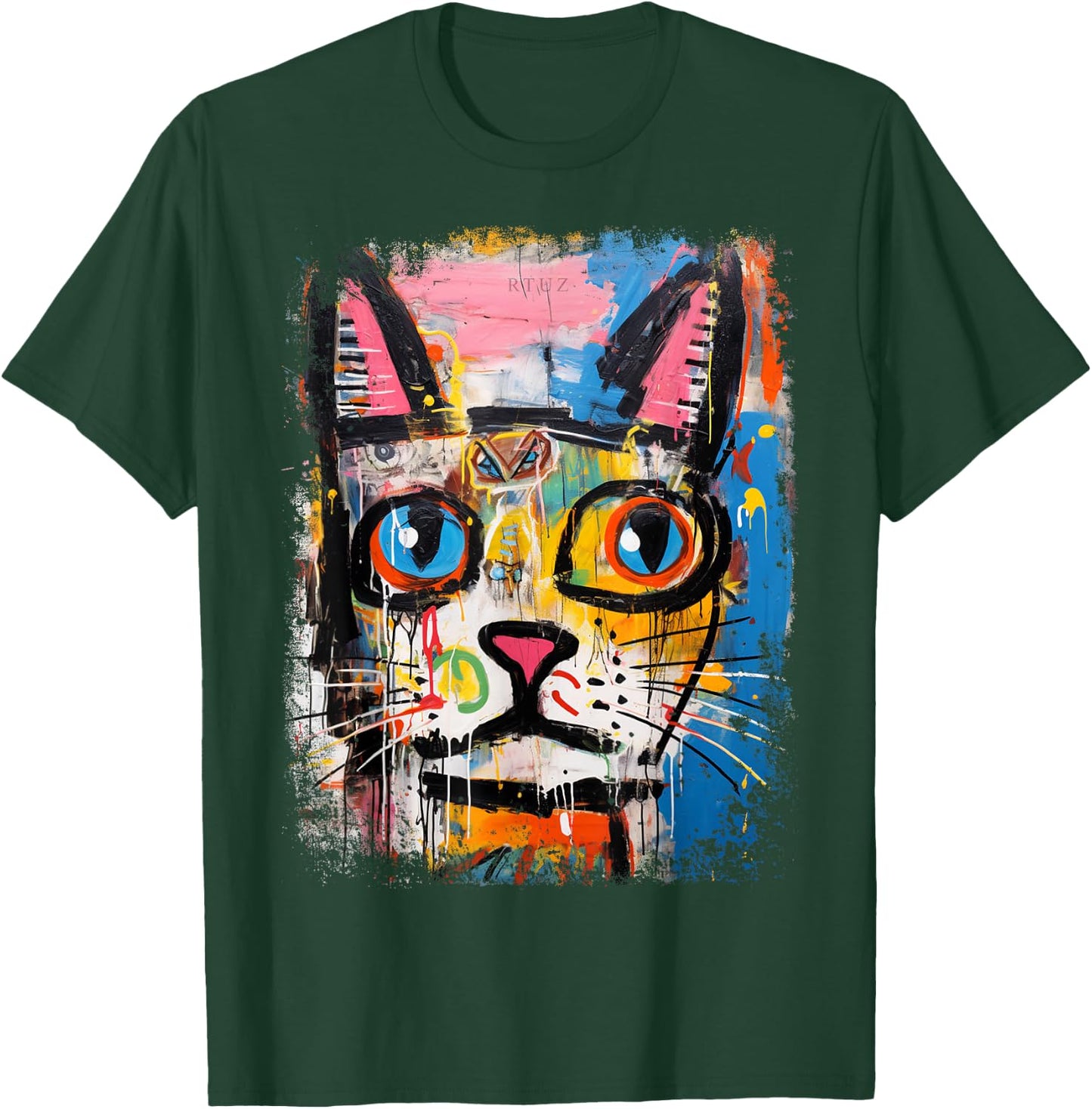 RTUZ Cat Hip Hop Y2K Vintage Retro Hipster Edgy Streetwear -Adults Black T-Shirt - T-Shirt | Forest