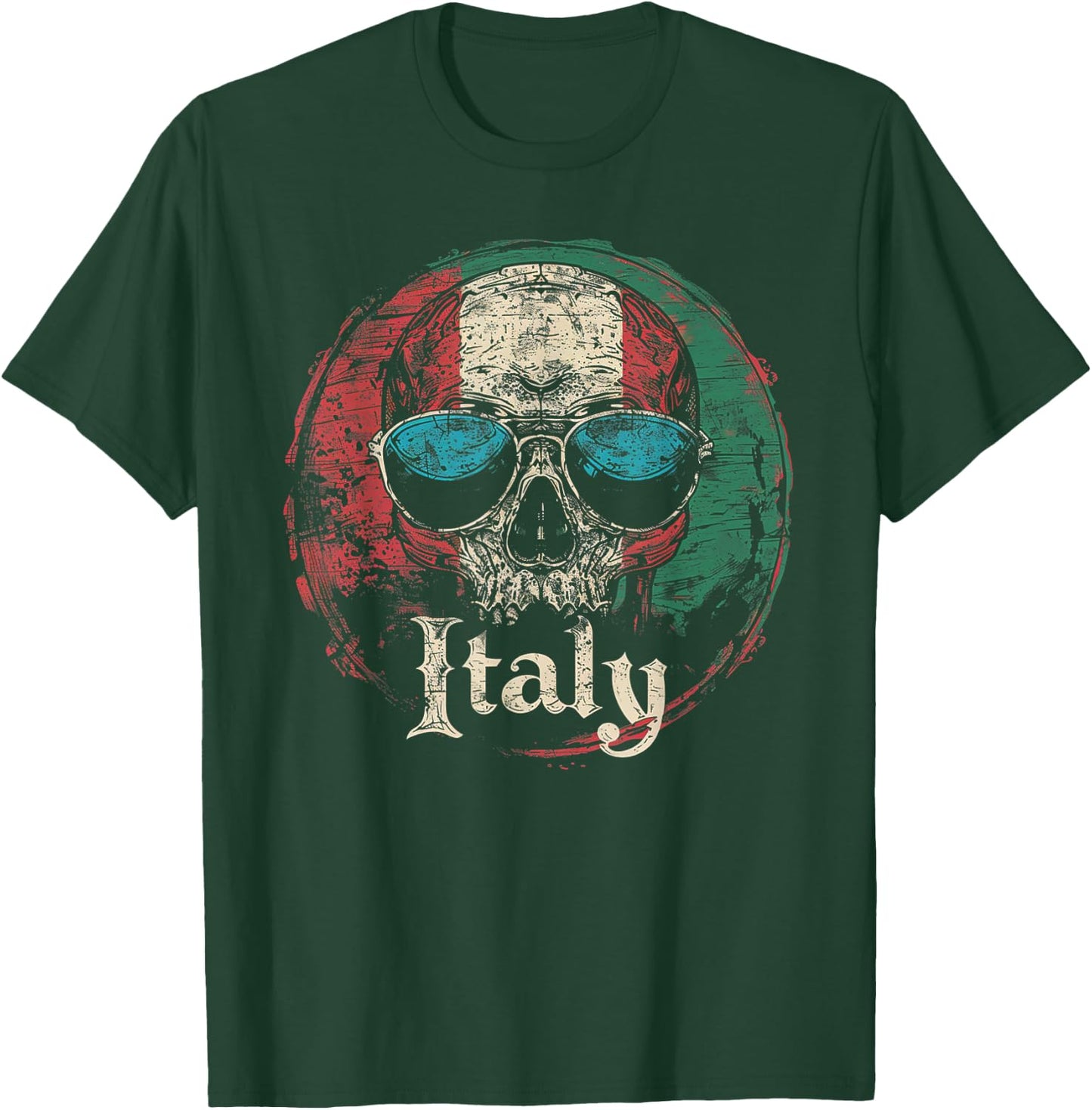 Italian Italy Flag - Skull Skeleton Vintage Country Family T-Shirt - T-Shirt | Forest