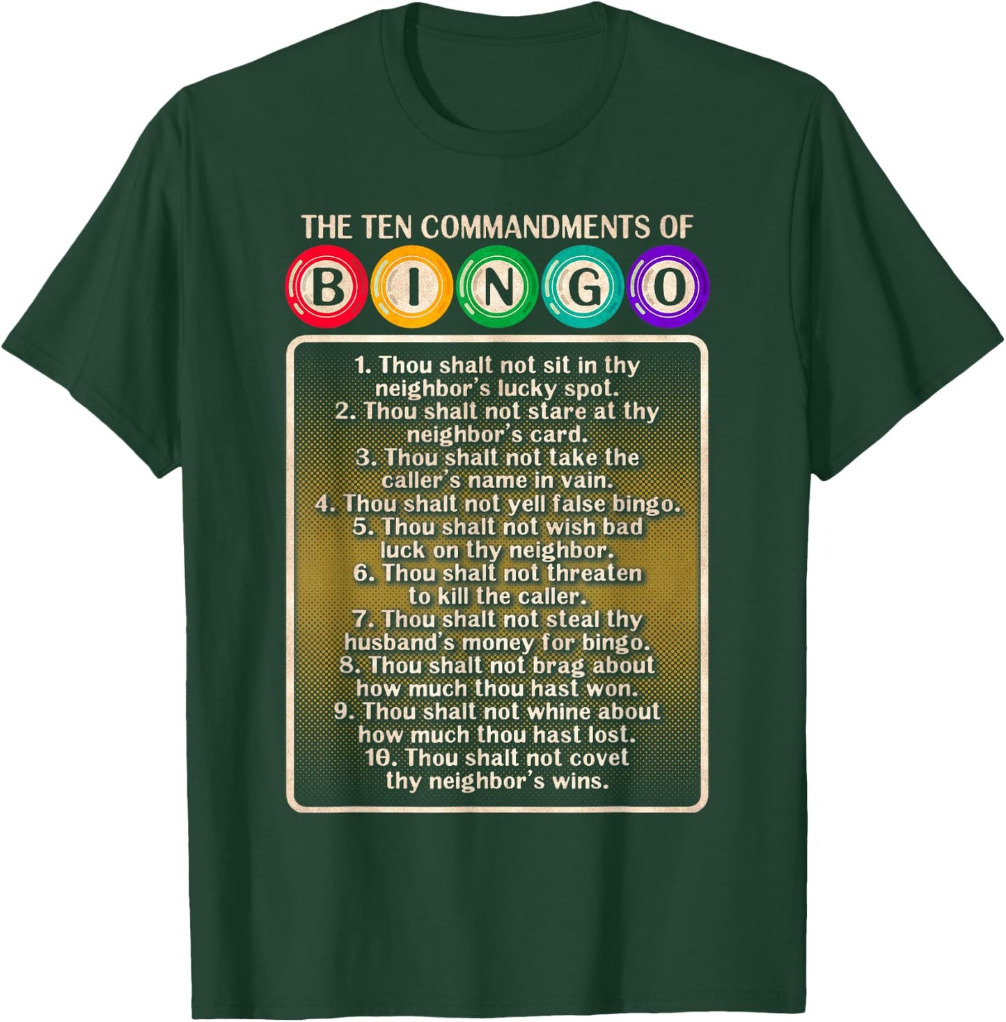 10 Commandments Of Bingo - Bingo Player T-Shirt - T-Shirt | Forest