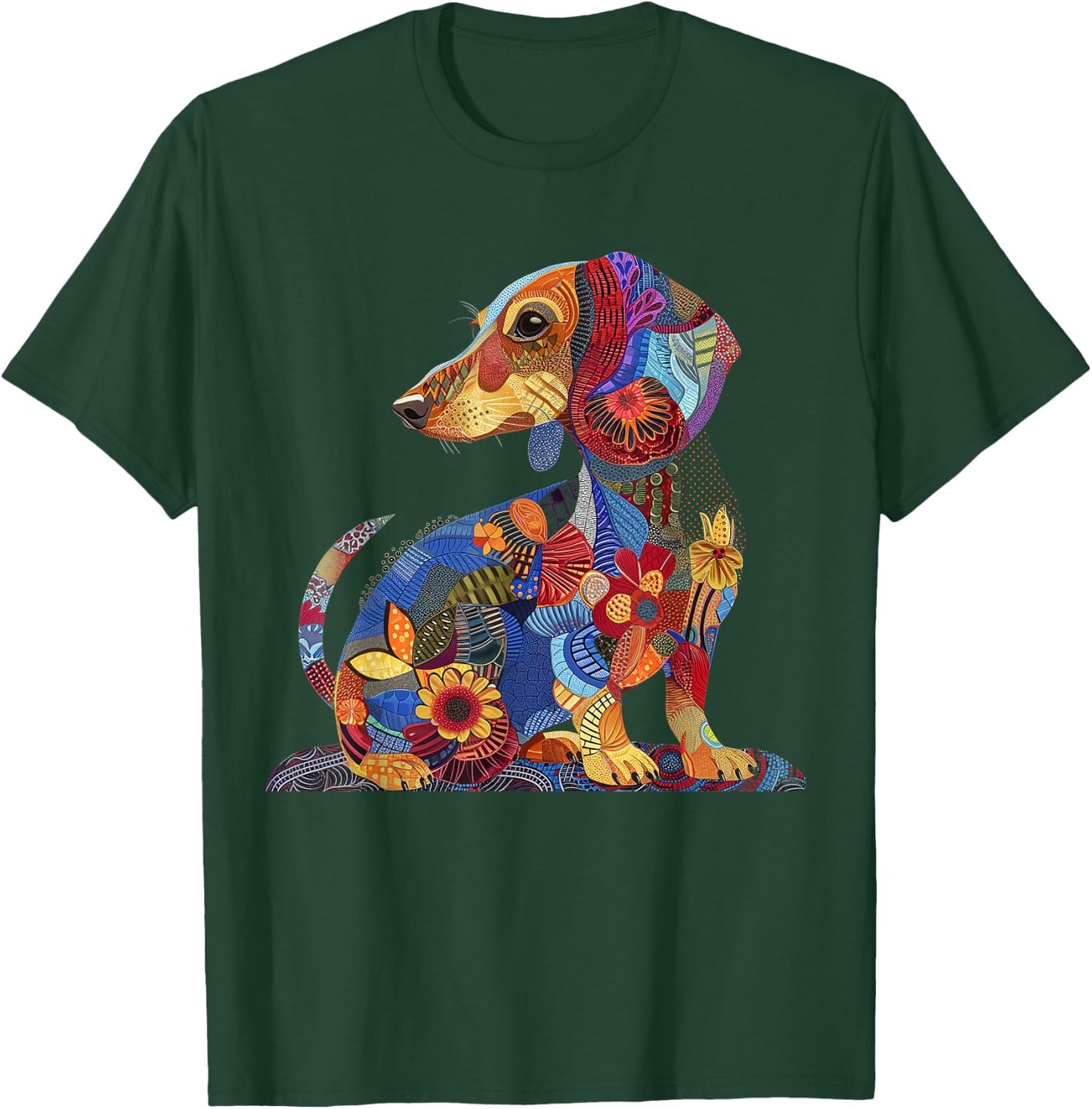 Dachshund Mom Flower Patterns Vintage Cute Wiener Dog Lover T-Shirt - T-Shirt | Forest