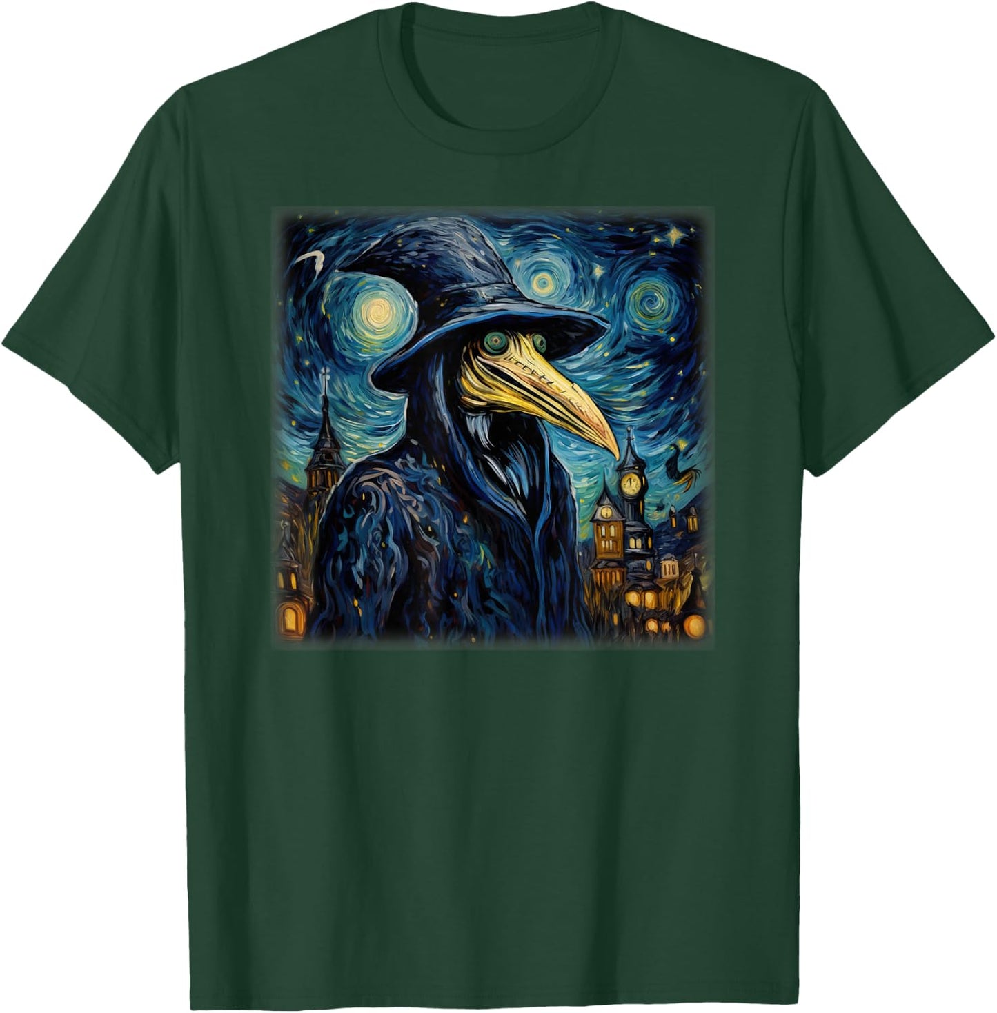 Funny Plague Doctor Starry Night Van Gogh leeches medical T-Shirt - T-Shirt | Forest