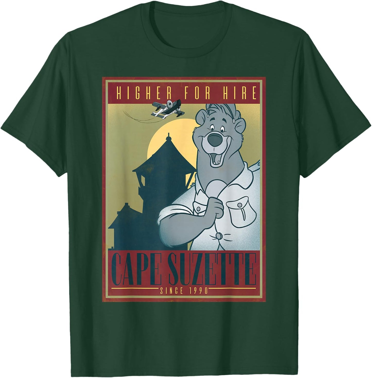 Disney TaleSpin Baloo Higher For Hire Poster T-Shirt - T-Shirt | Forest