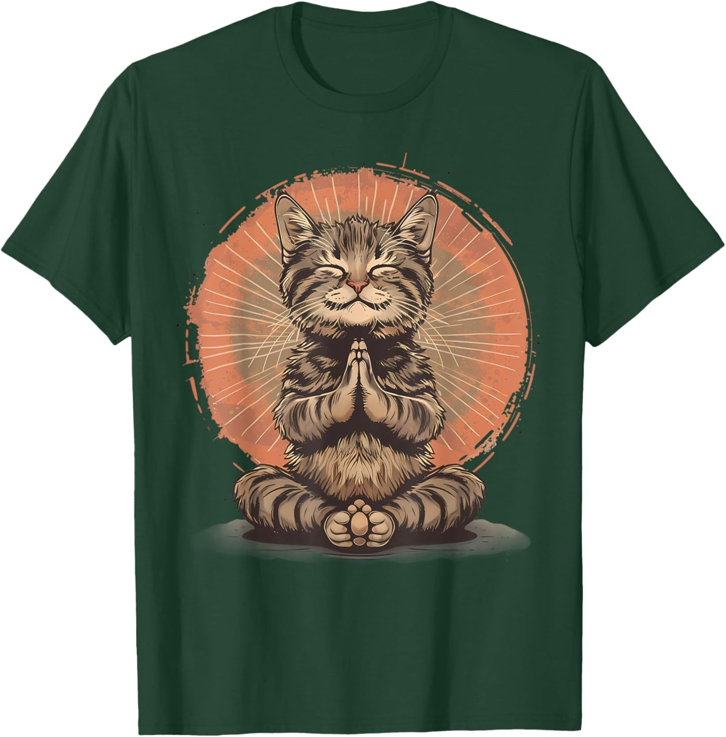 Cat Meditation Zen Buddha Hindu Buddhist Spirituality T-Shirt - T-Shirt | Forest