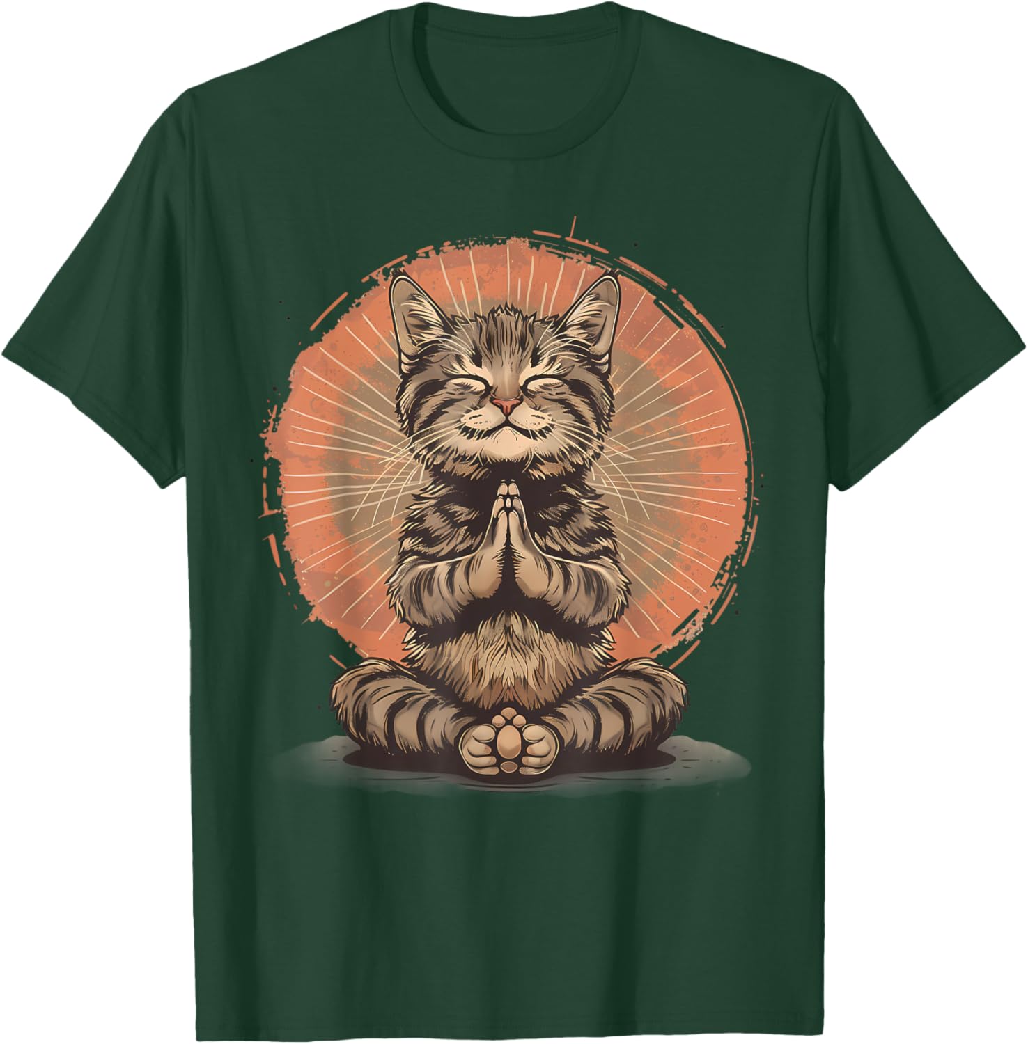 Cat Meditation Zen Buddha Hindu Buddhist Spirituality T-Shirt - T-Shirt | Forest