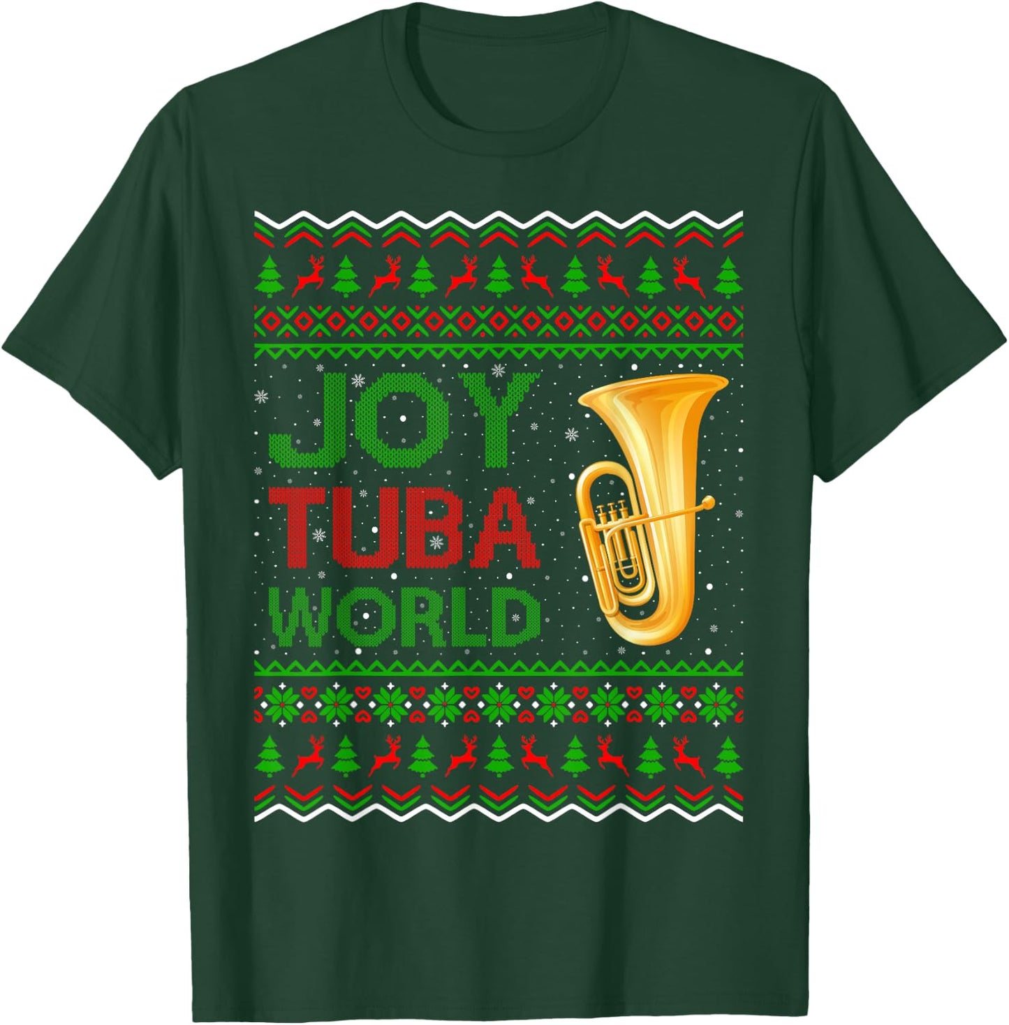 Joy Tuba World Music Lover Xmas Gift Ugly Tuba Christmas T-Shirt - T-Shirt | Forest