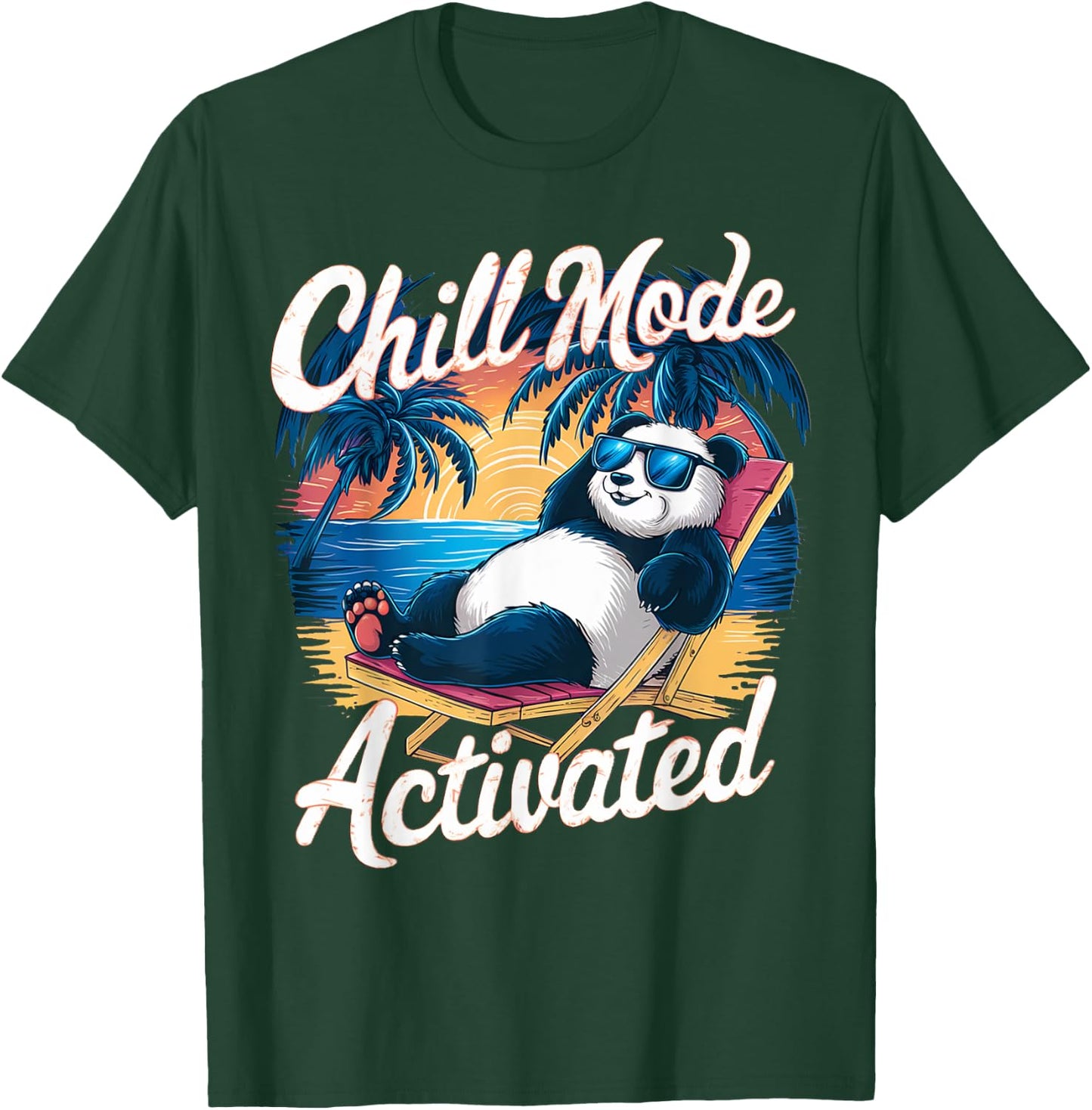Panda Wearing Sunglass Chill Mode Activated, Summer Women Kids T-Shirt - T-Shirt | Forest