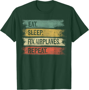 Eat Sleep Fix Airplanes Repeat Funny Aircraft Mechanic Gift T-Shirt - T-Shirt | Forest