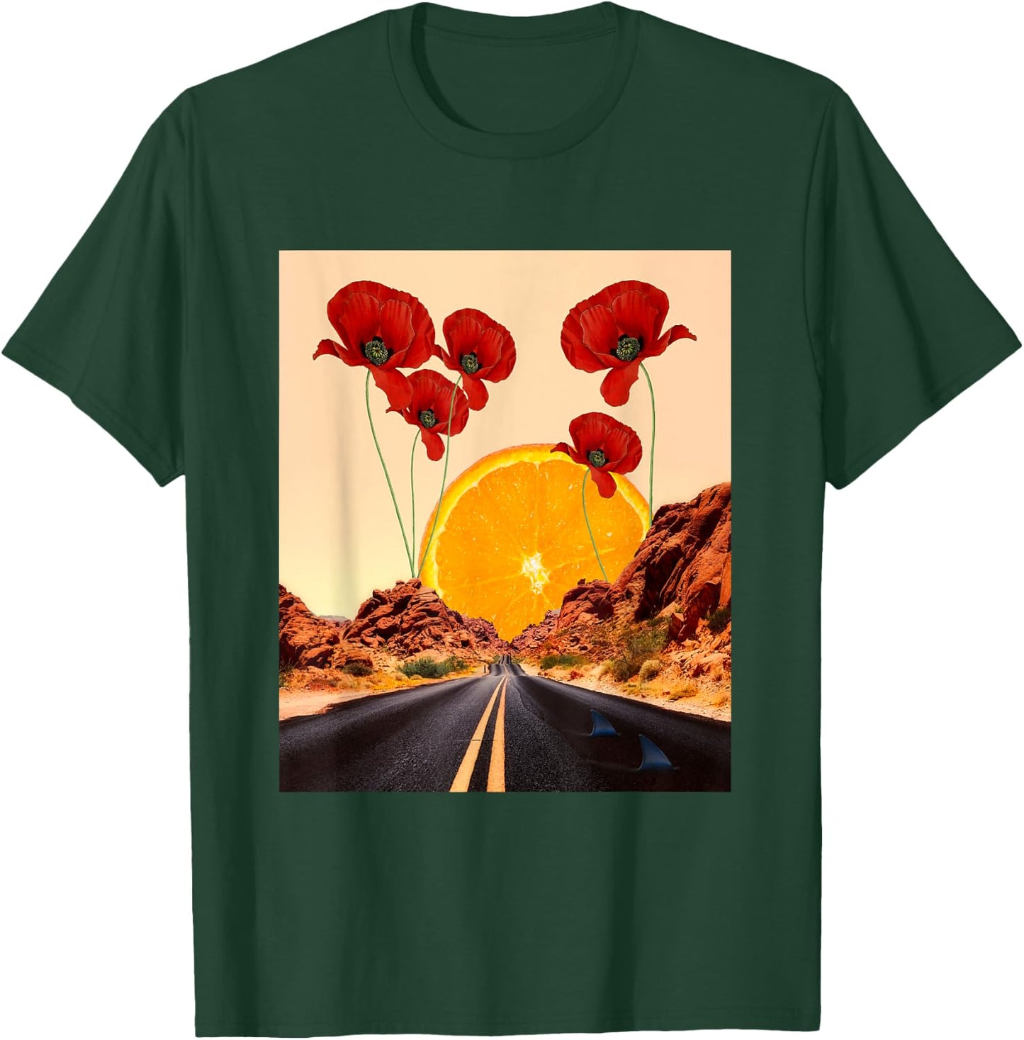 Mojave Desert - Nevada Road - Digital Collage Art - Classic T-Shirt - T-Shirt | Forest
