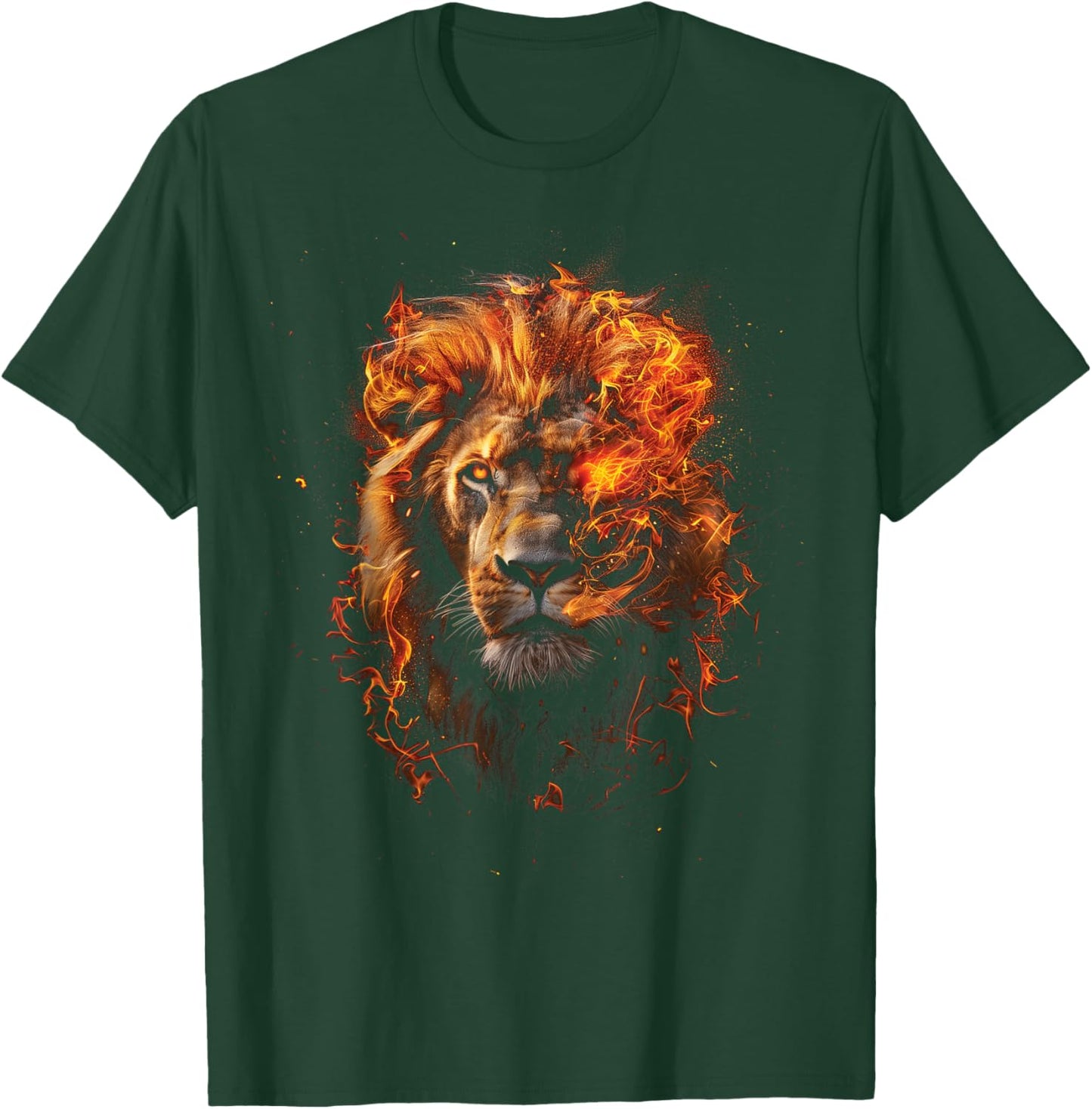 Lion Head T Shirt Lion Fire Sign Leo Lion Face Lion Head T-Shirt - T-Shirt | Forest