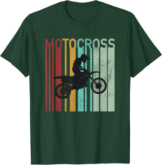 Vintage Motocross Dirt Bike Retro Supercross Motorcycle T-Shirt - T-Shirt | Forest